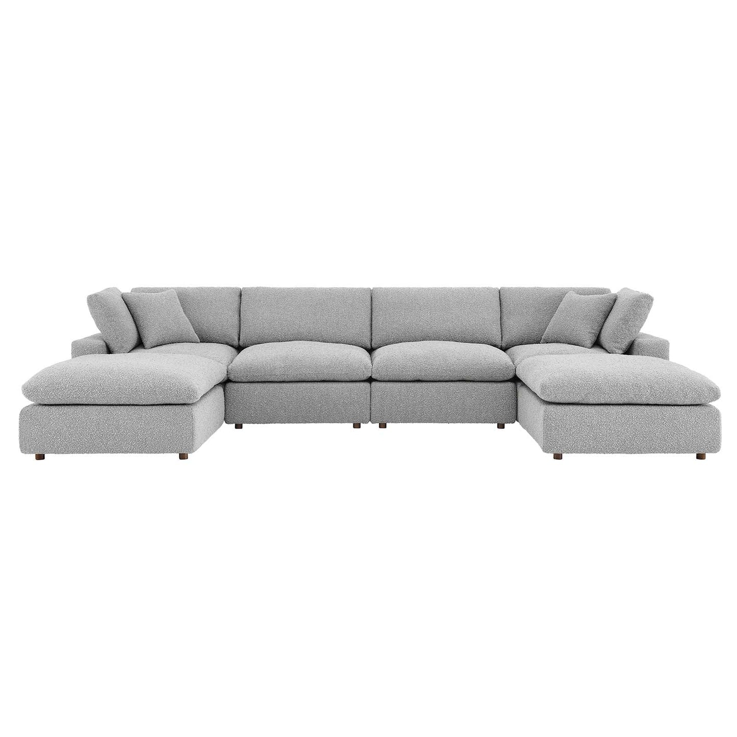 Commix Down Filled Overstuffed Boucle 6-Piece Sectional Sofa Light Gray EEI-6366-LGR