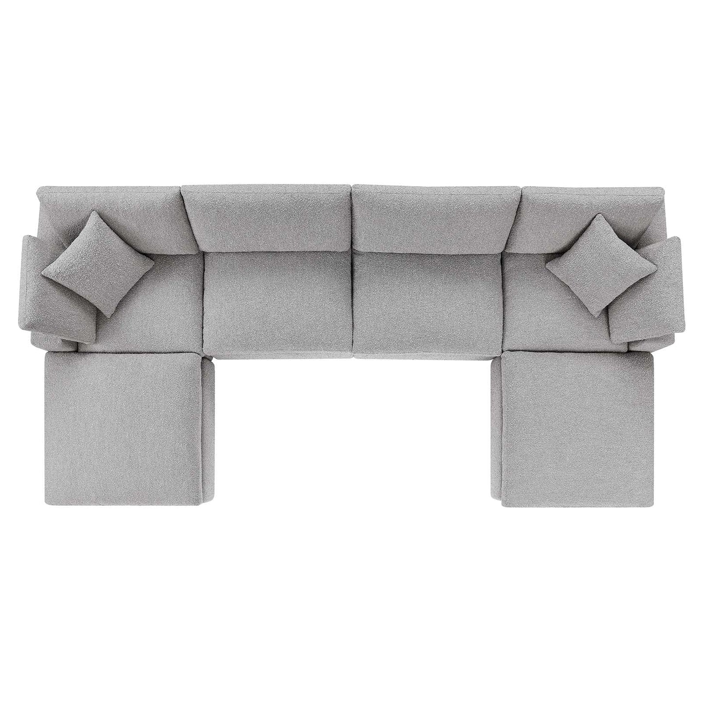 Commix Down Filled Overstuffed Boucle 6-Piece Sectional Sofa Light Gray EEI-6366-LGR