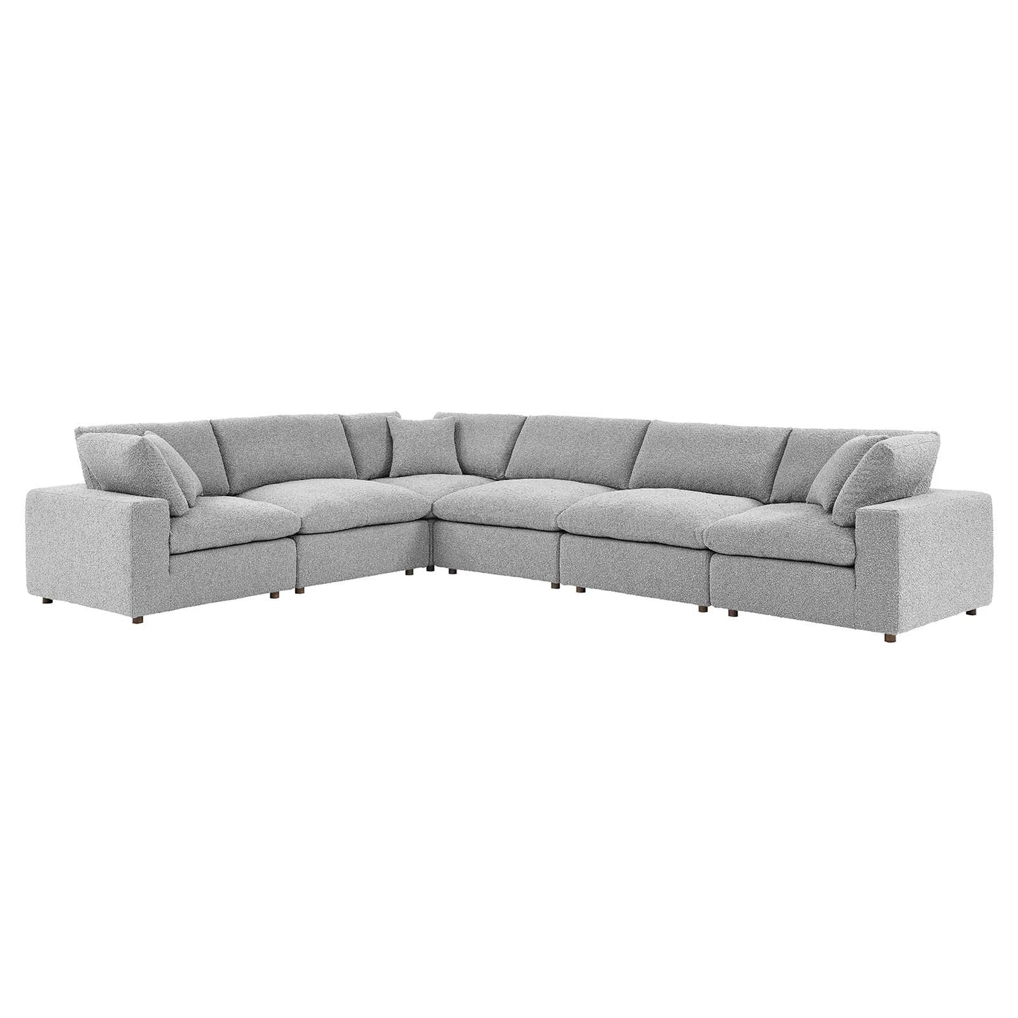 Commix Down Filled Overstuffed Boucle Fabric 6-Piece Sectional Sofa Light Gray EEI-6369-LGR