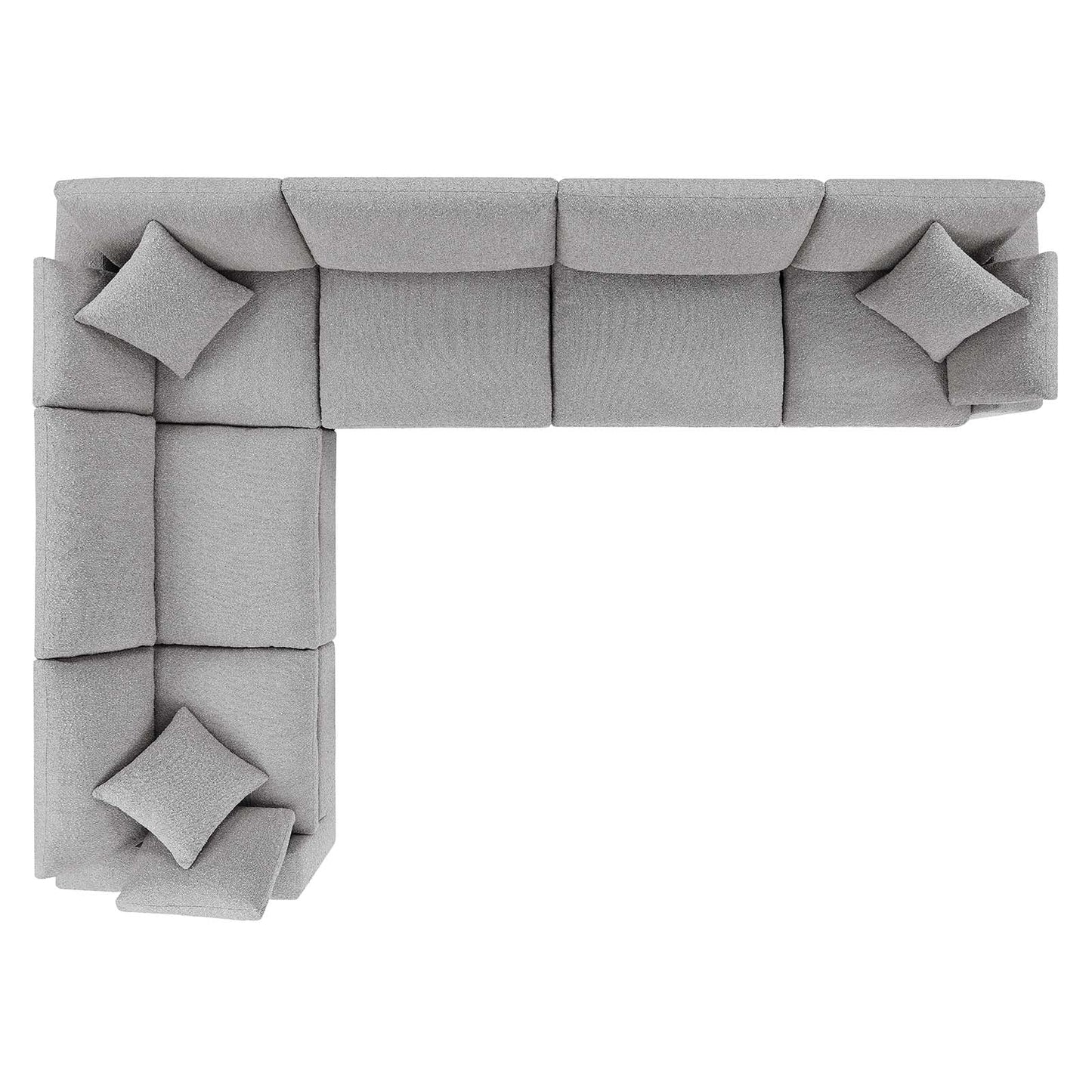 Commix Down Filled Overstuffed Boucle Fabric 6-Piece Sectional Sofa Light Gray EEI-6369-LGR