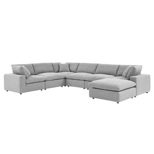 Commix Down Filled Overstuffed Boucle 7-Piece Sectional Sofa Light Gray EEI-6370-LGR