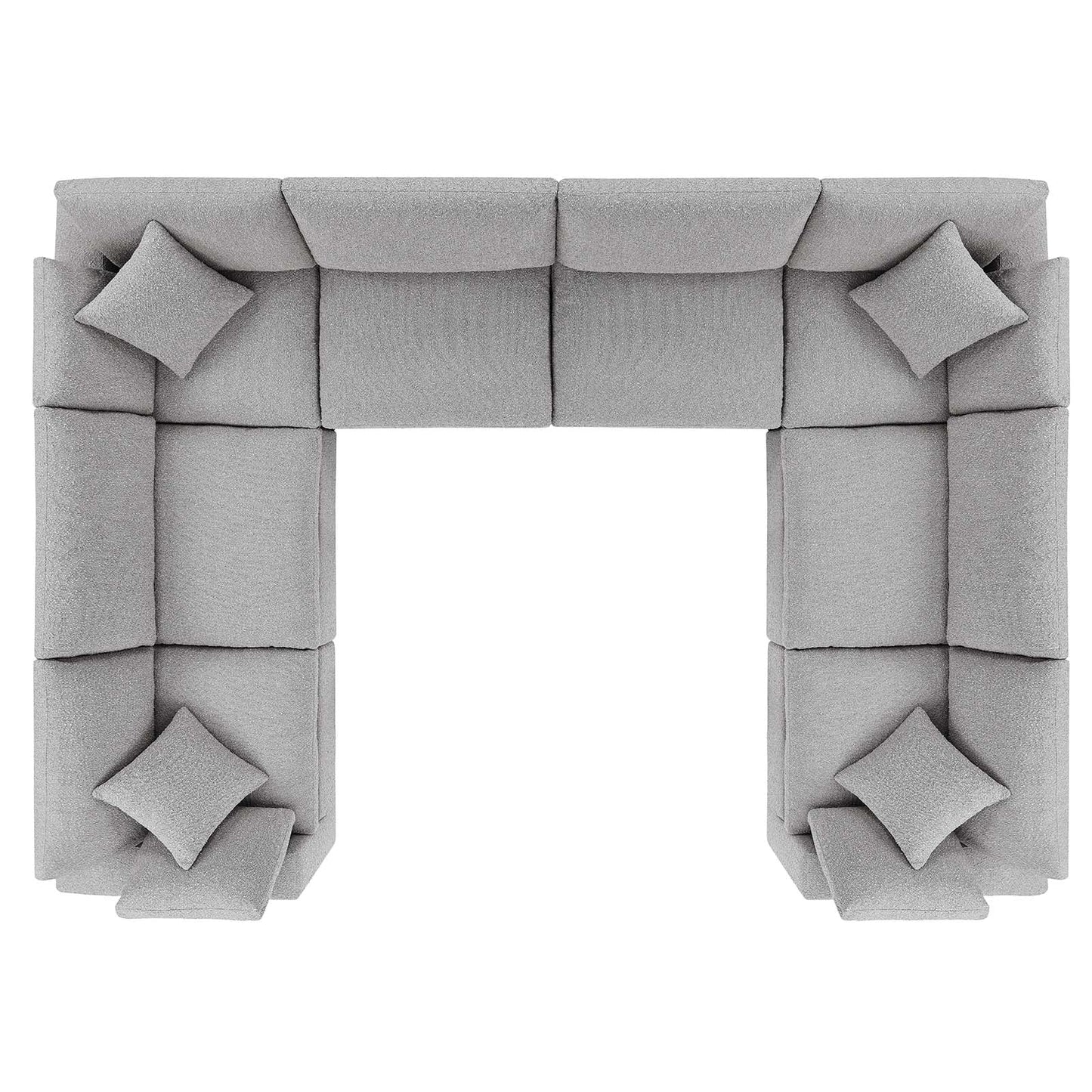 Commix Down Filled Overstuffed Boucle Fabric 8-Piece Sectional Sofa Light Gray EEI-6371-LGR