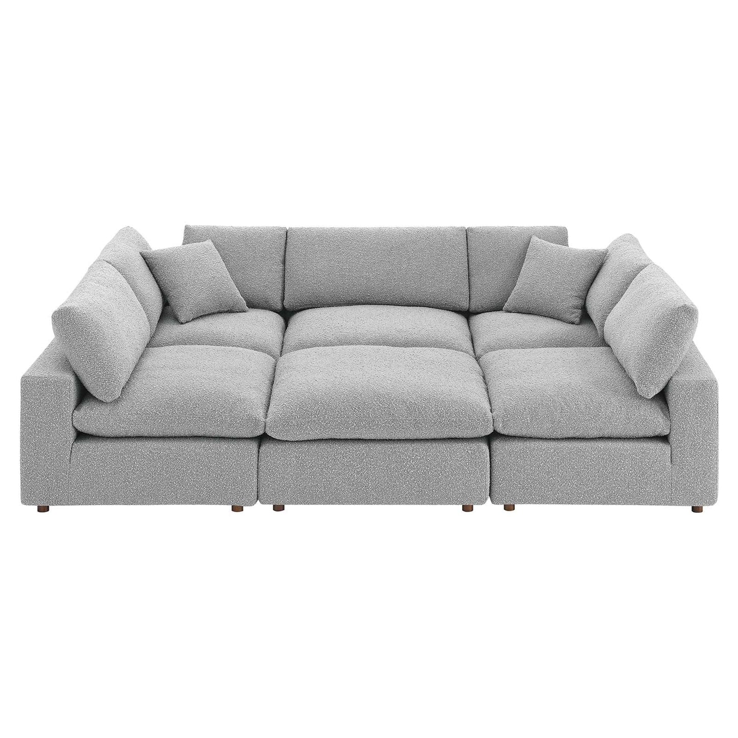 Commix Down Filled Overstuffed Boucle Fabric 6-Piece Sectional Sofa Light Gray EEI-6372-LGR