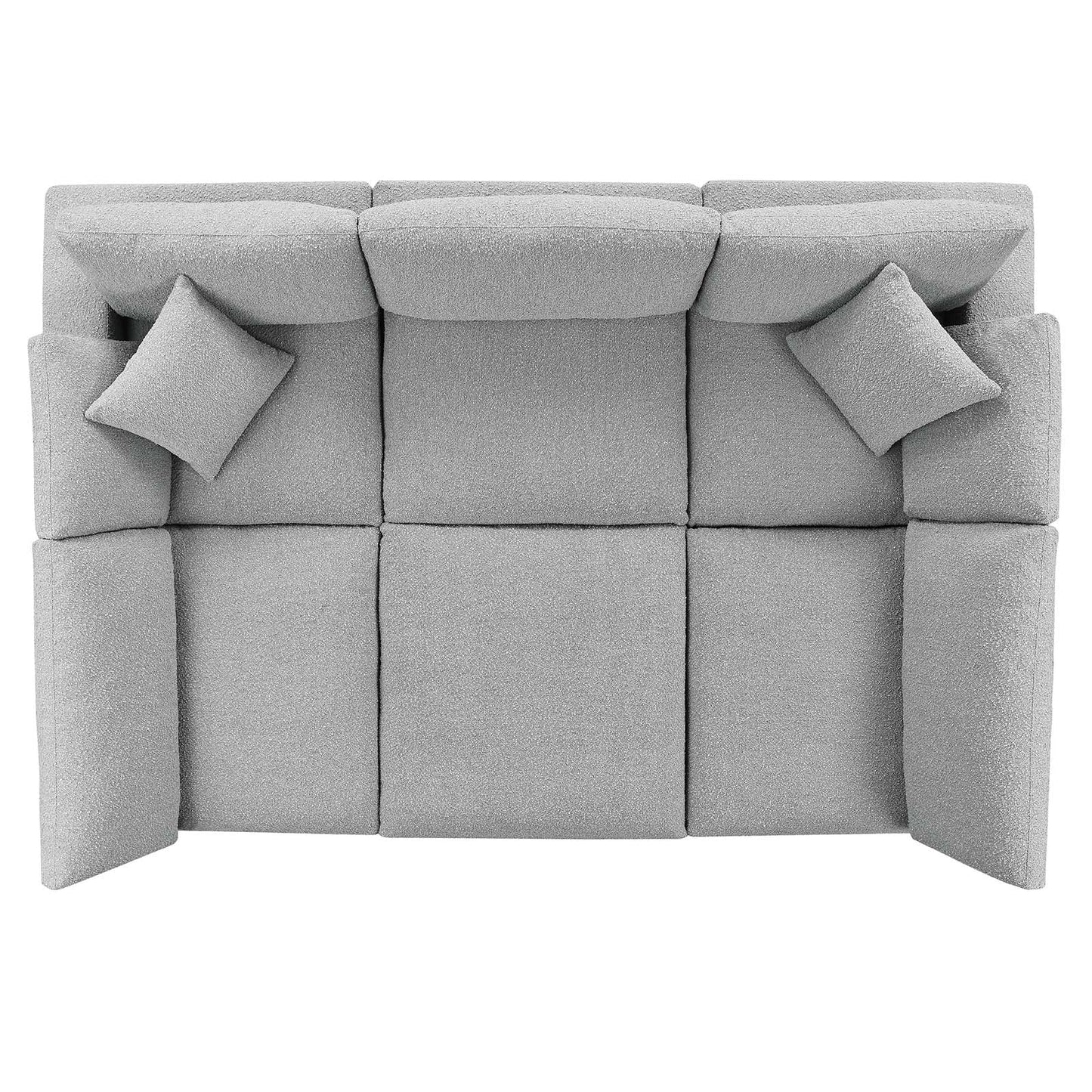 Commix Down Filled Overstuffed Boucle Fabric 6-Piece Sectional Sofa Light Gray EEI-6372-LGR