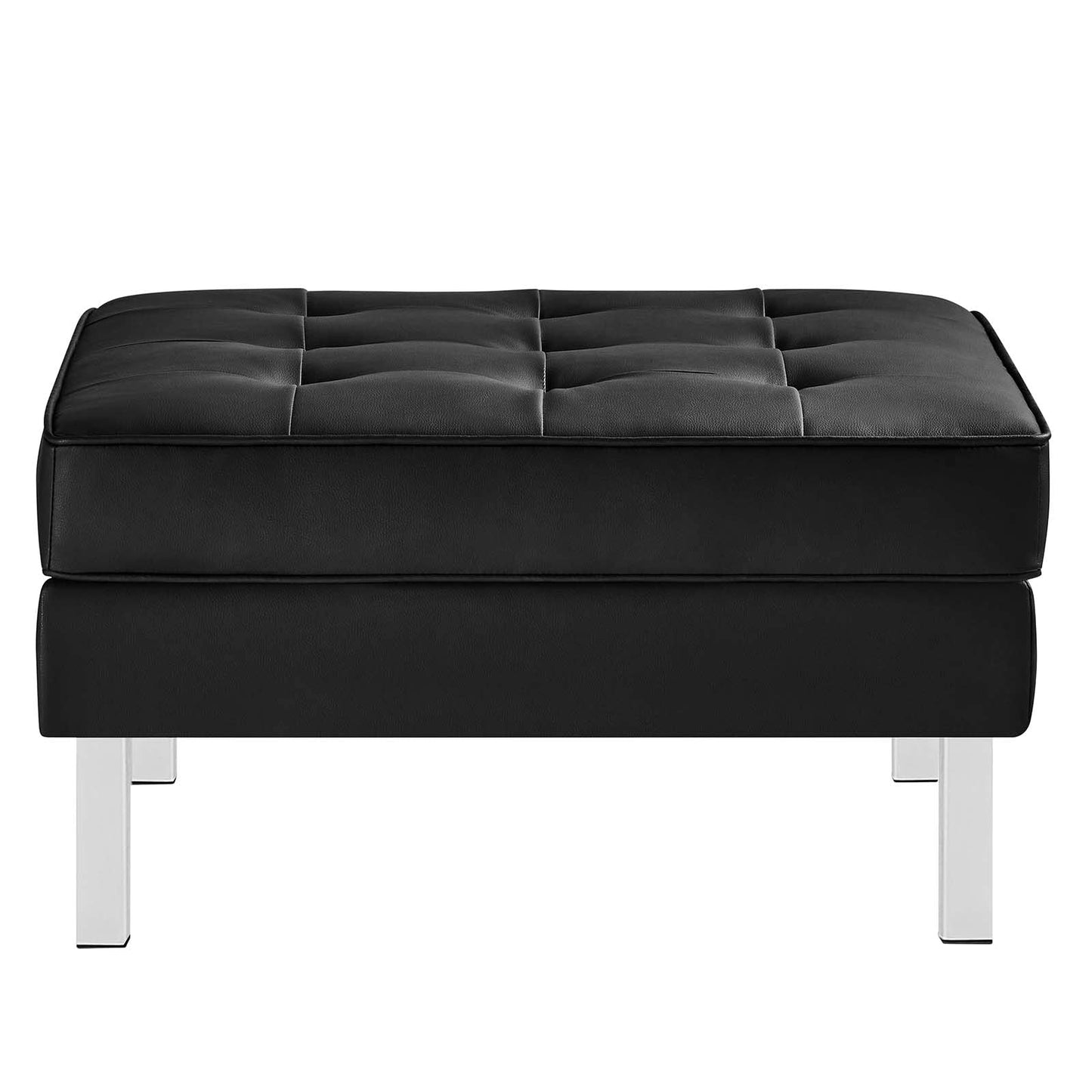 Loft Tufted Vegan Leather Armchair and Ottoman Set Silver Black EEI-6409-SLV-BLK-SET