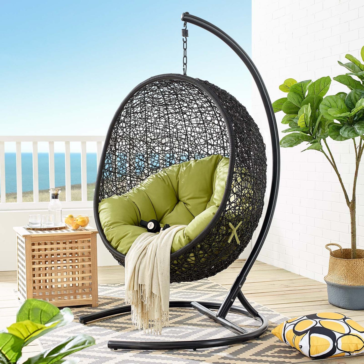 Encase Swing Outdoor Patio Lounge Chair Peridot EEI-739-PER-SET