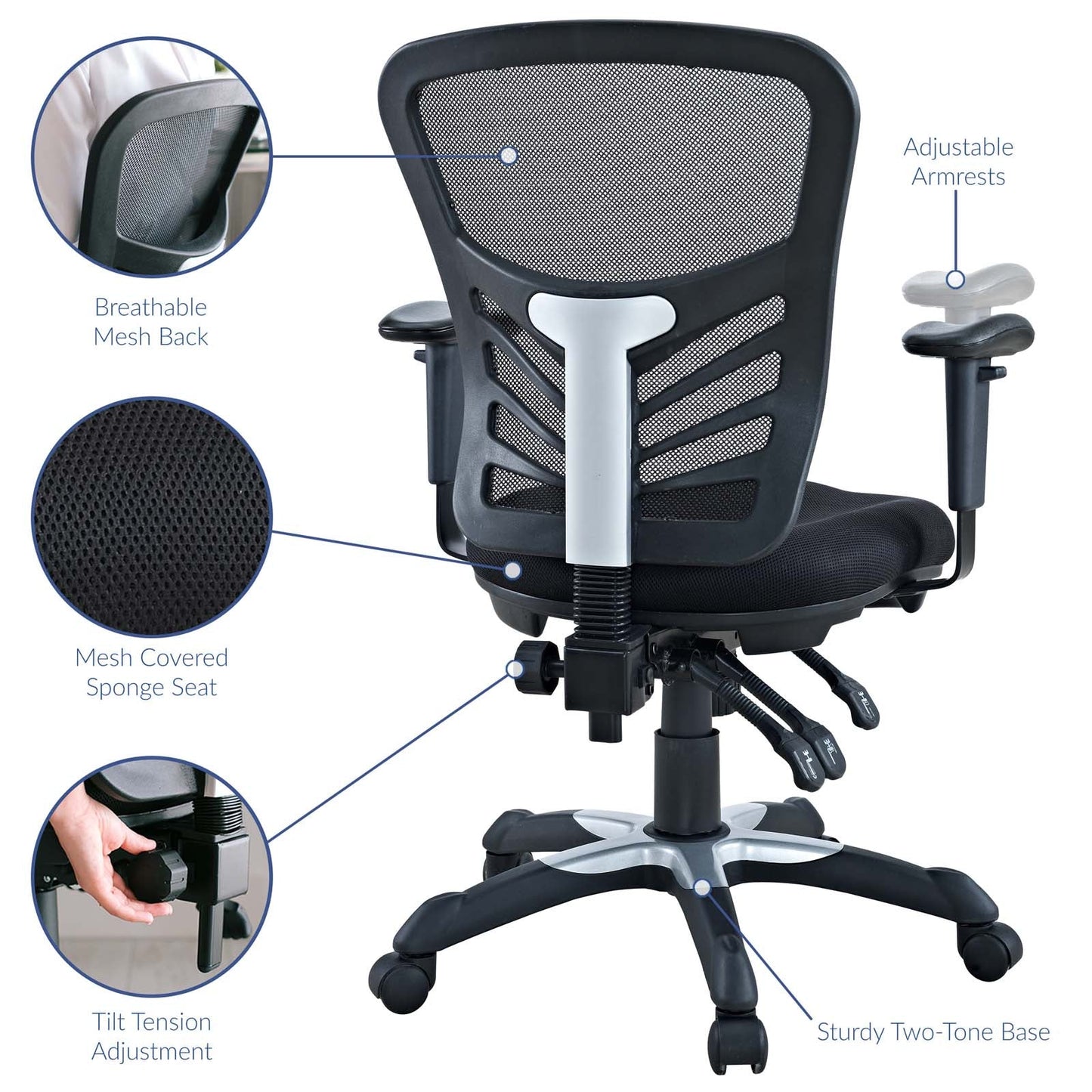 Articulate Mesh Office Chair Black EEI-757-BLK