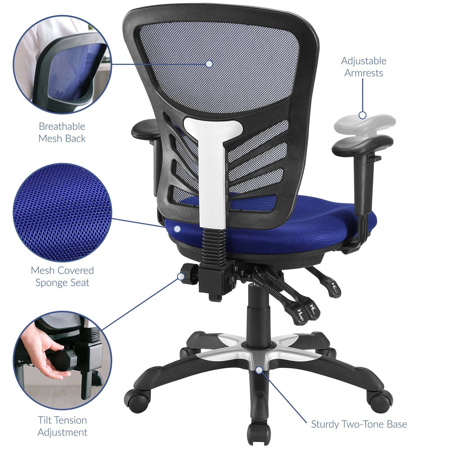 Articulate Mesh Office Chair Blue EEI-757-BLU