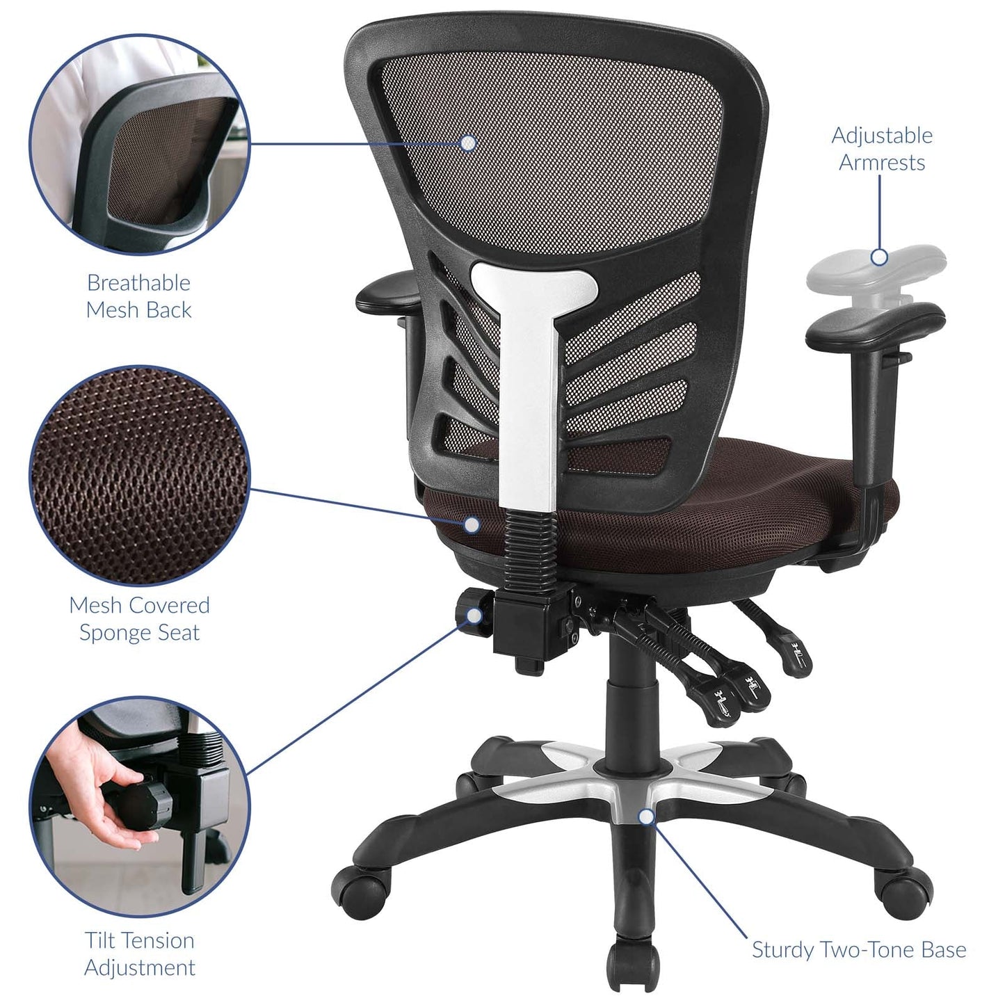 Articulate Mesh Office Chair Brown EEI-757-BRN