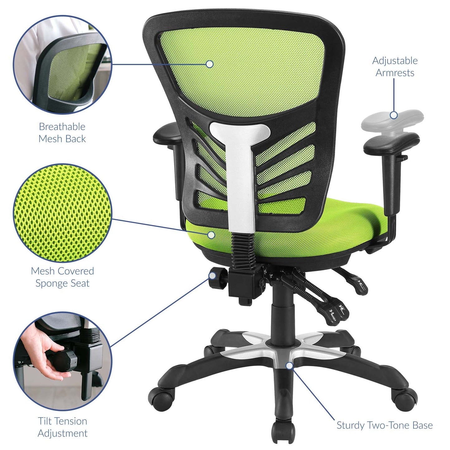 Articulate Mesh Office Chair Green EEI-757-GRN