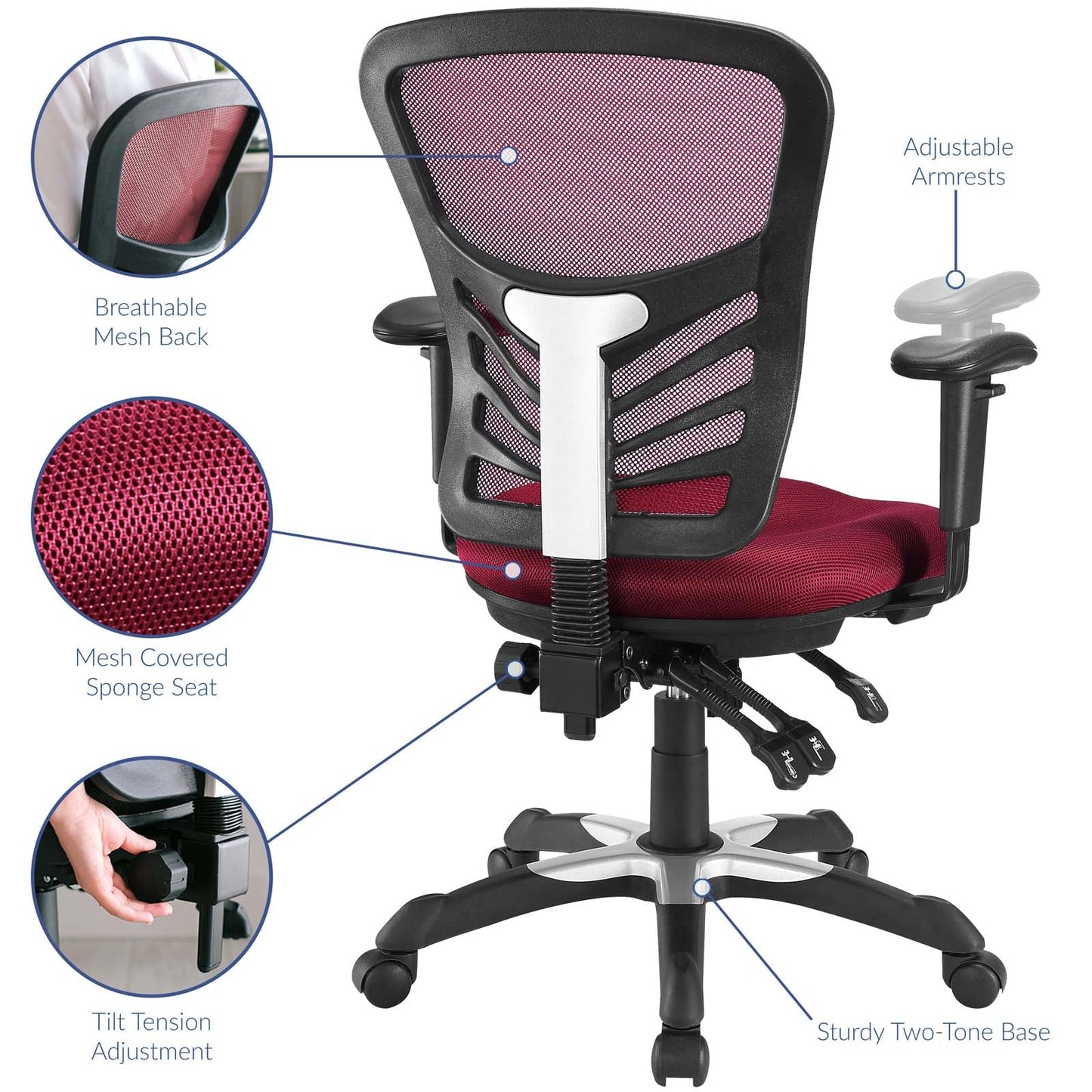 Articulate Mesh Office Chair Red EEI-757-RED