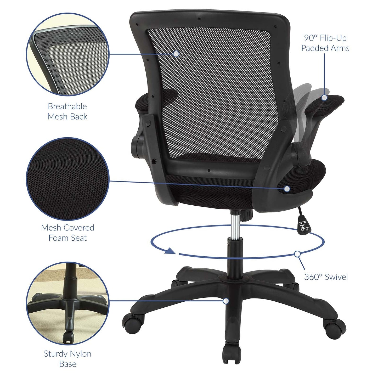 Veer Mesh Office Chair Black EEI-825-BLK