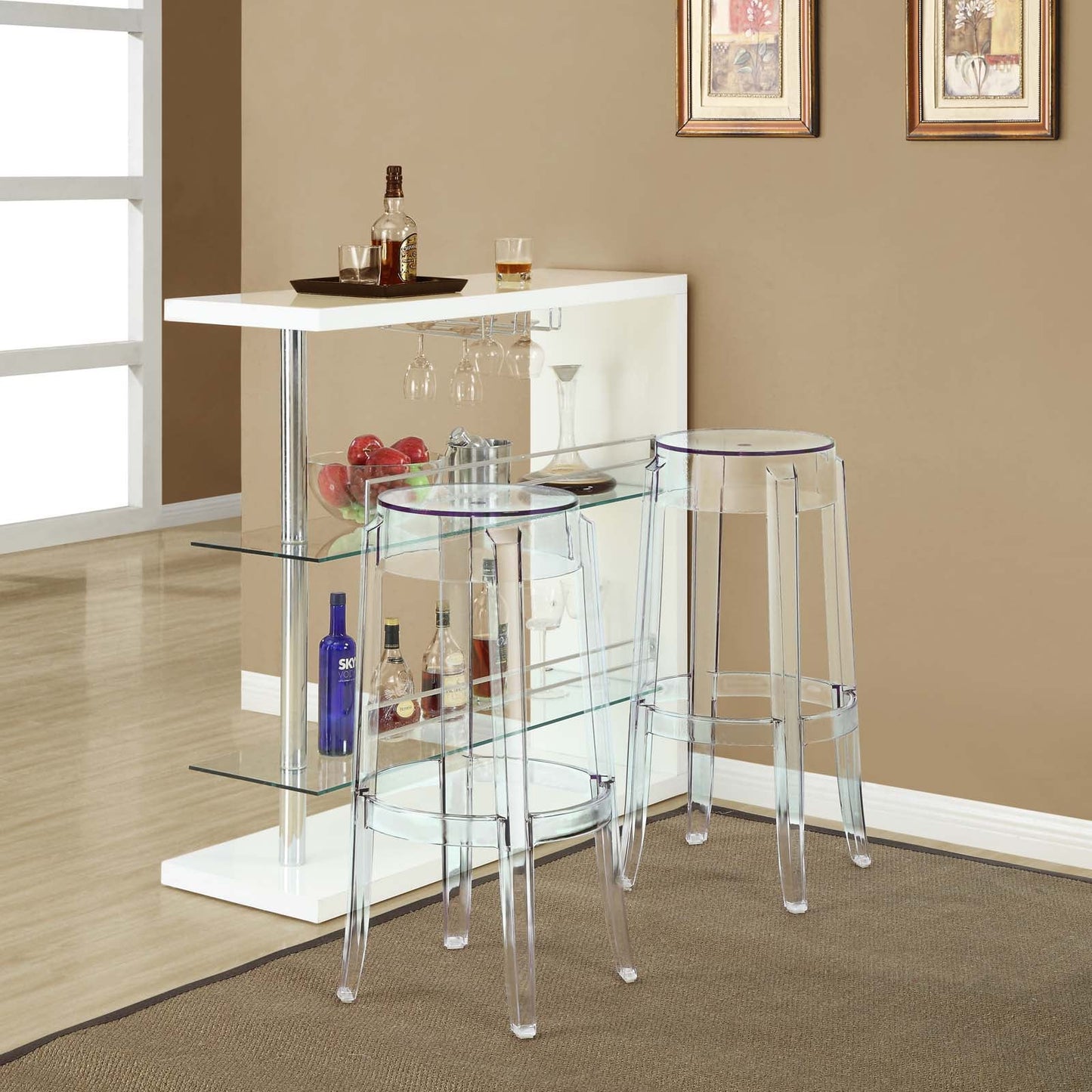 Casper Bar Stool Set of 2 Clear EEI-909-CLR