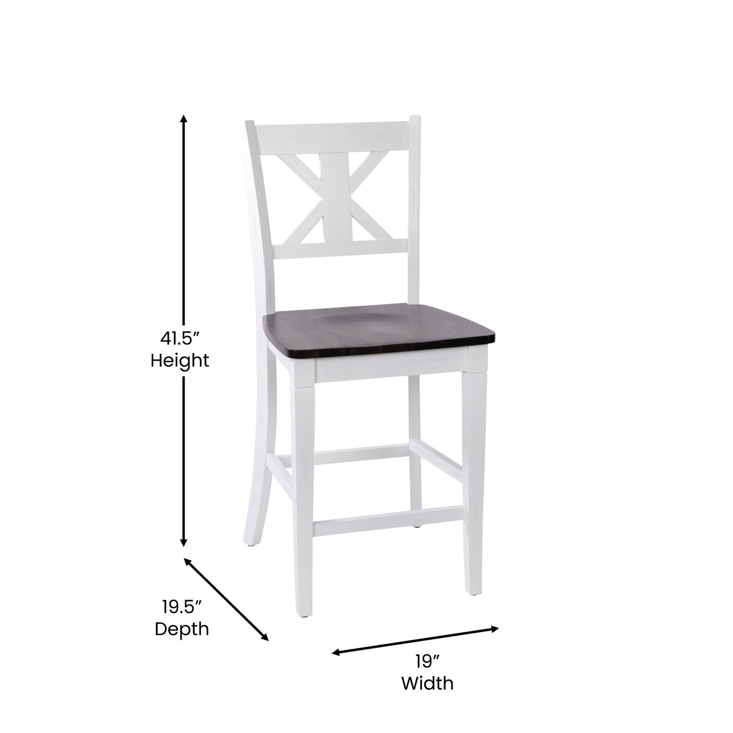 2PK White Wash Counter Stools ES-STBN1-24-WH-2-GG