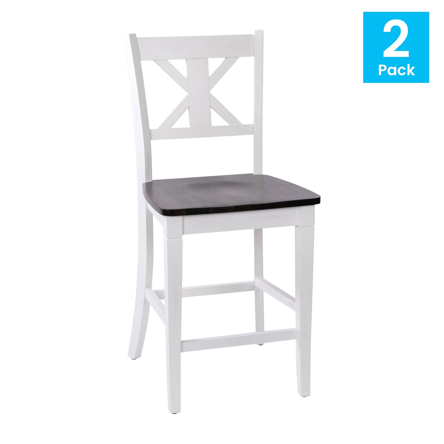 2PK White Wash Counter Stools ES-STBN1-24-WH-2-GG