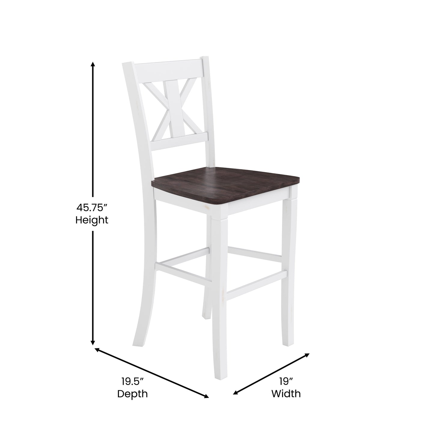 2PK White Wash Bar Stools ES-STBN1-29-WH-2-GG