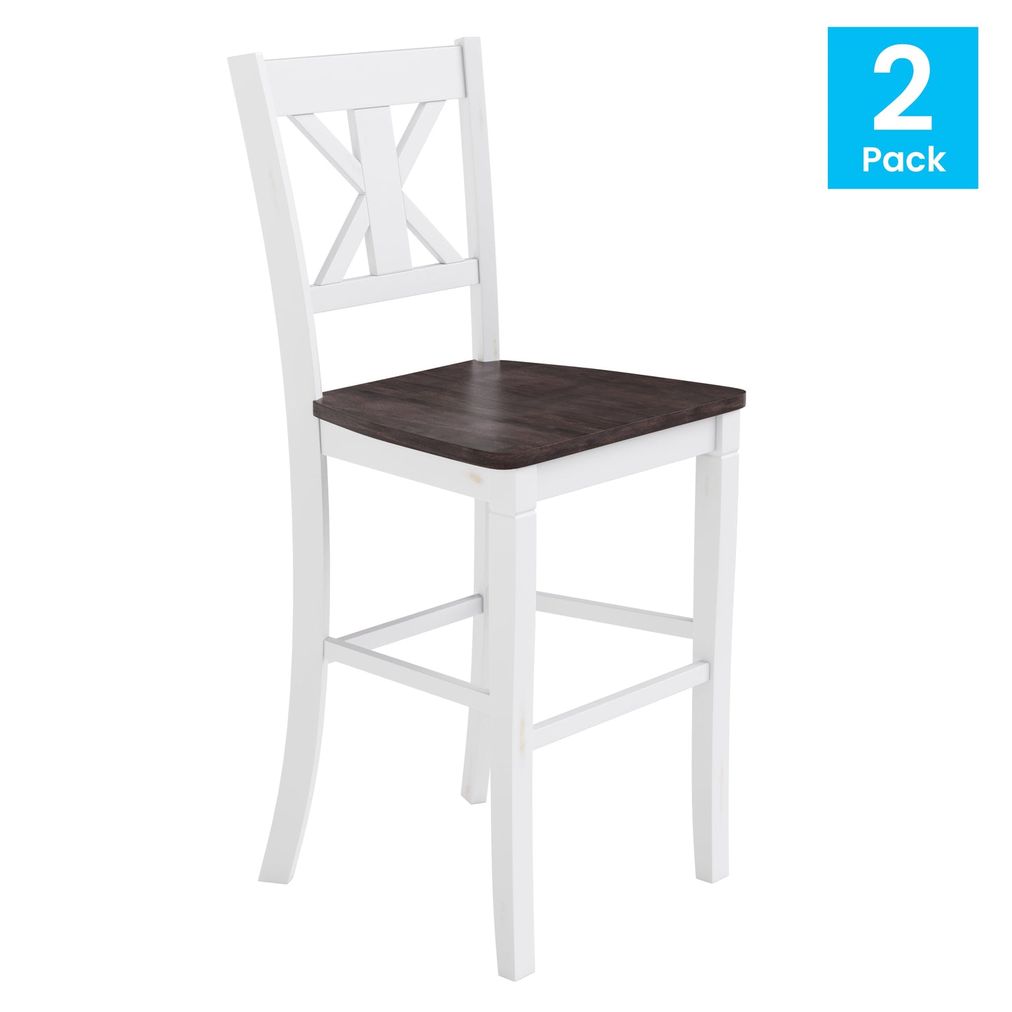 2PK White Wash Bar Stools ES-STBN1-29-WH-2-GG