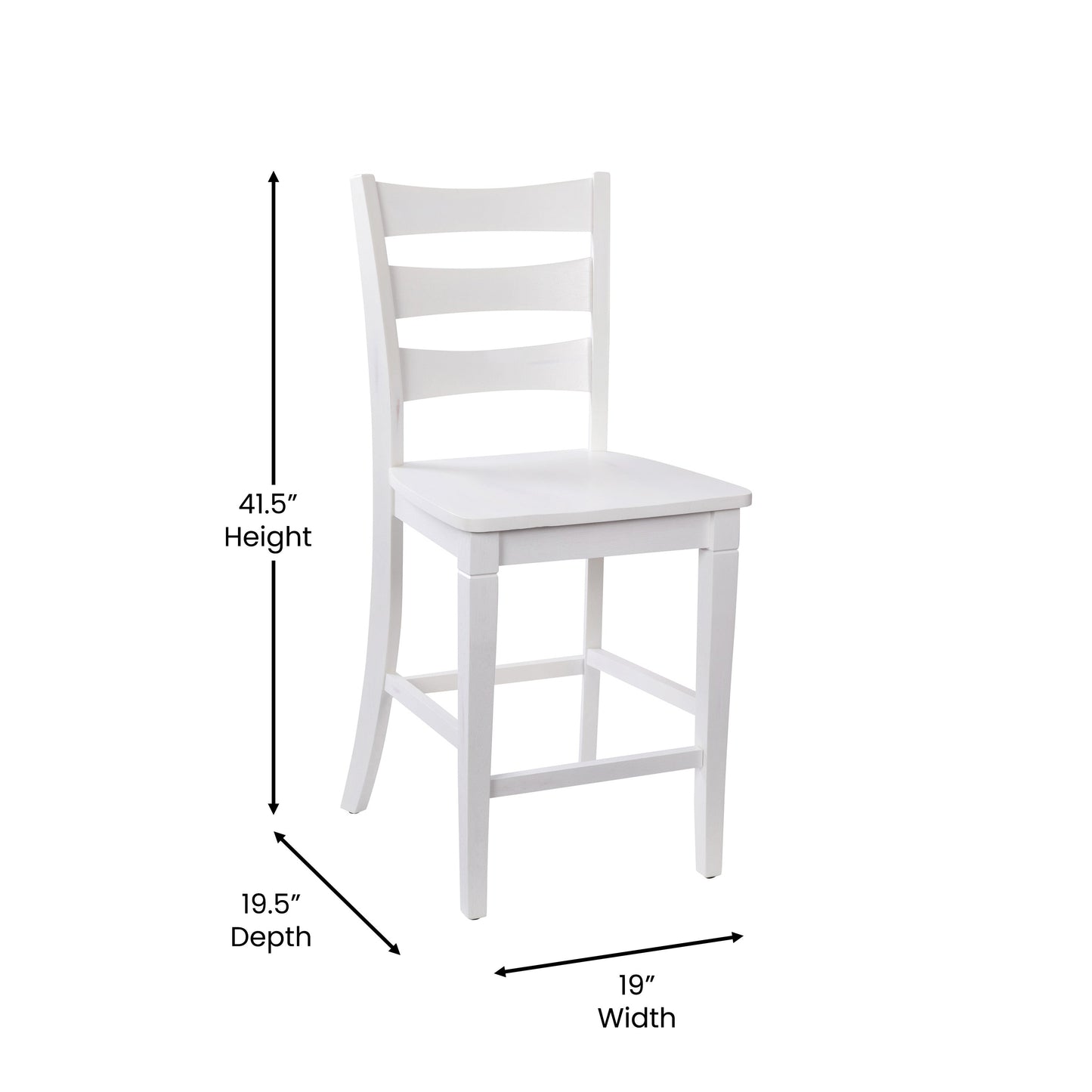 2PK White Wash Counter Stools ES-STBN5-24-WH-2-GG