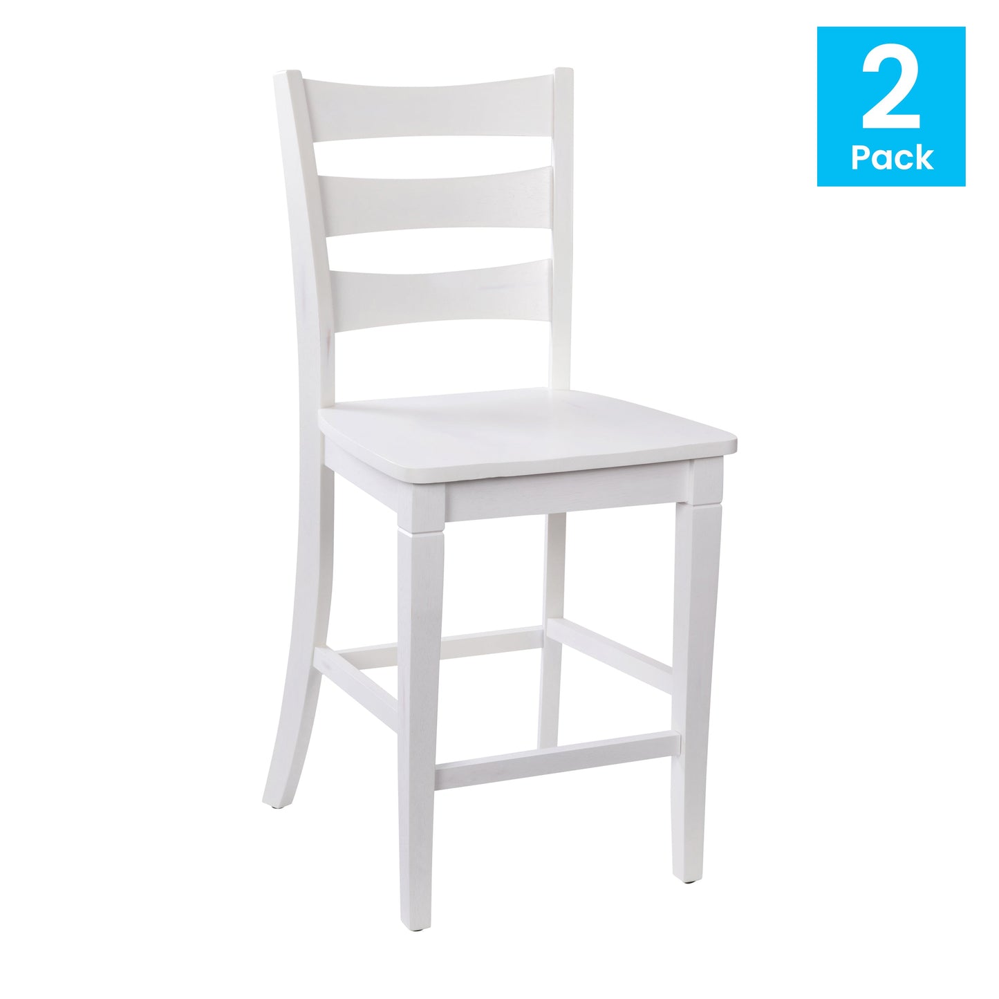 2PK White Wash Counter Stools ES-STBN5-24-WH-2-GG