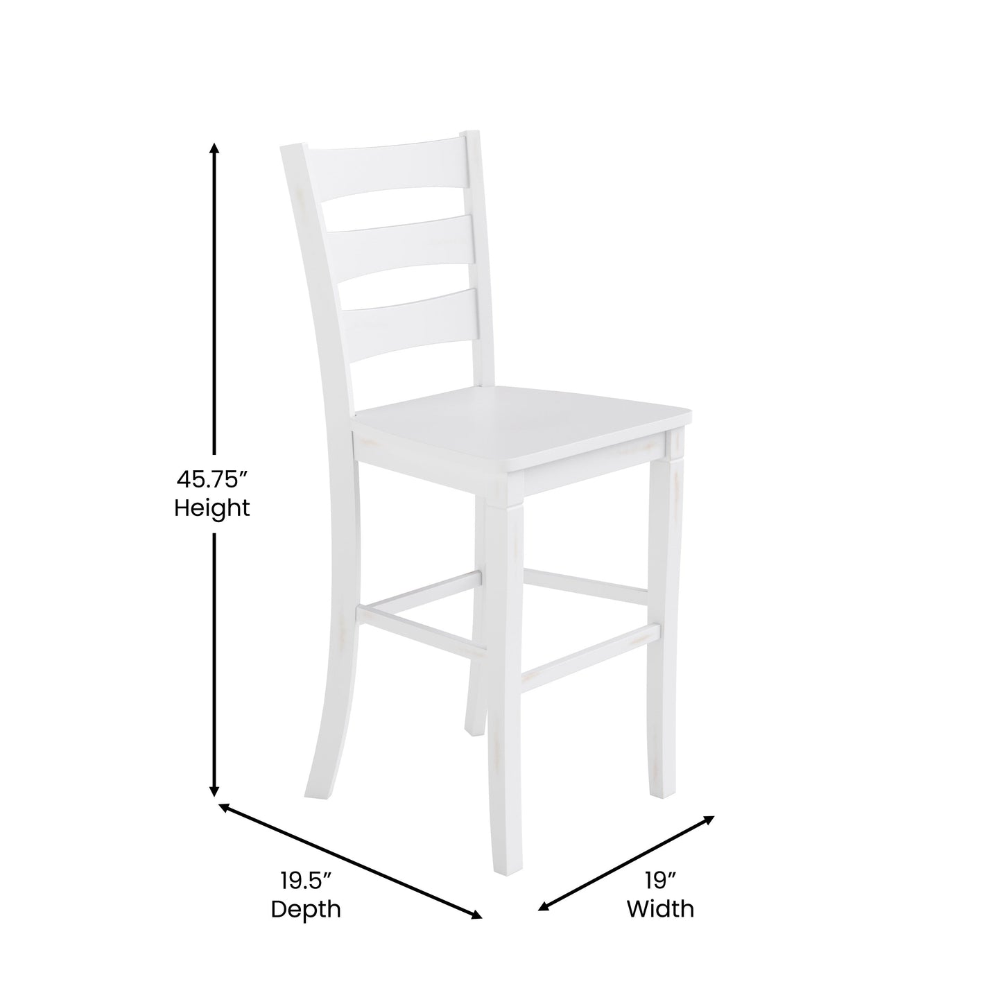 2PK White Wash Bar Stools ES-STBN5-29-WH-2-GG