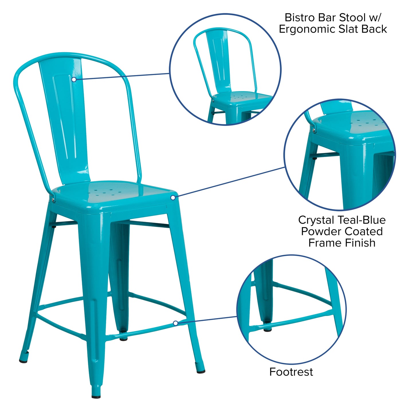 24" Teal Metal Outdoor Stool ET-3534-24-CB-GG