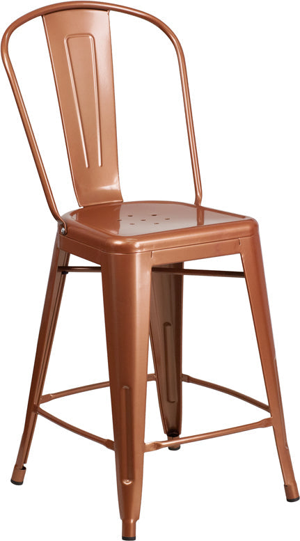 24" Copper Metal Outdoor Stool ET-3534-24-POC-GG