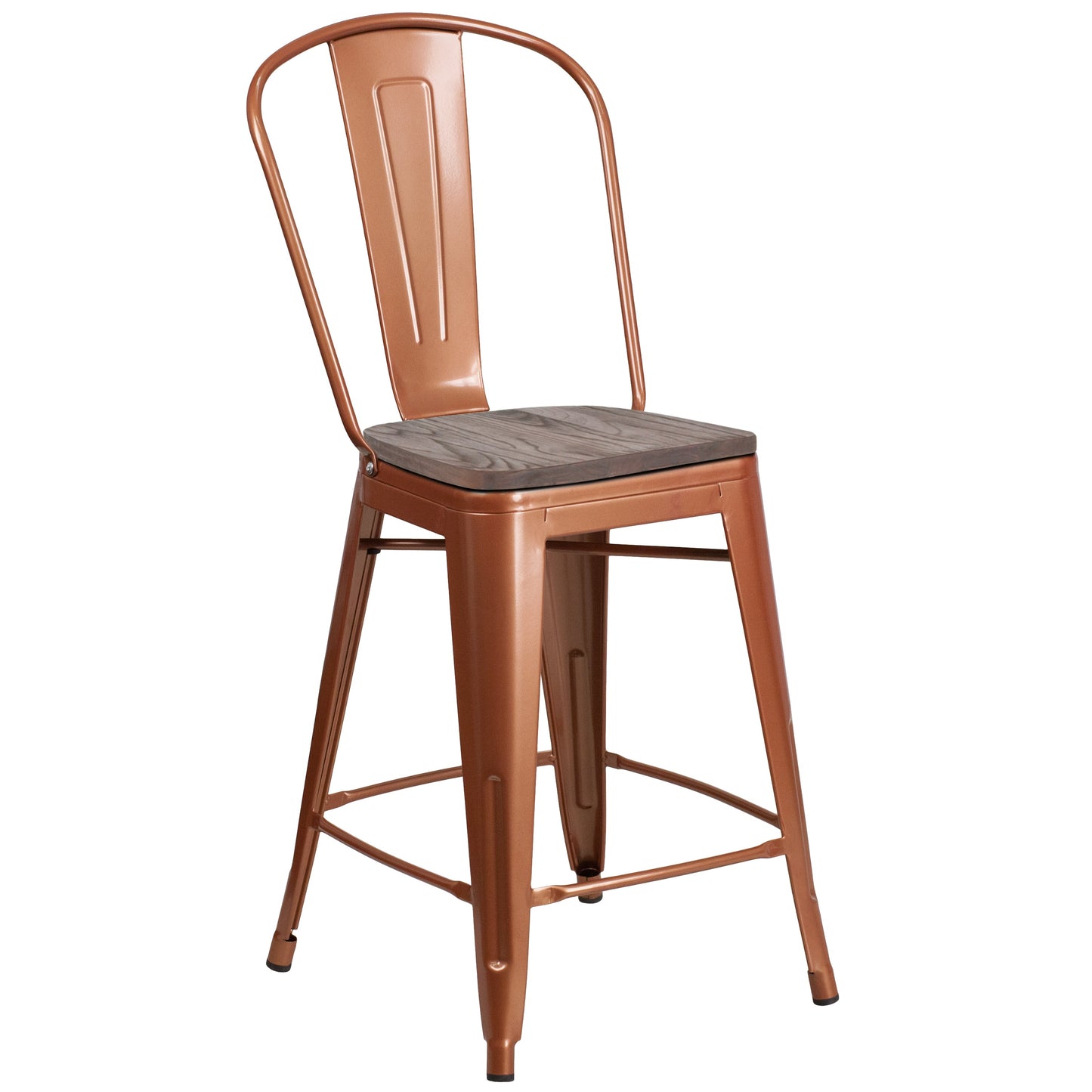 24" Copper Metal Counter Stool ET-3534-24-POC-WD-GG