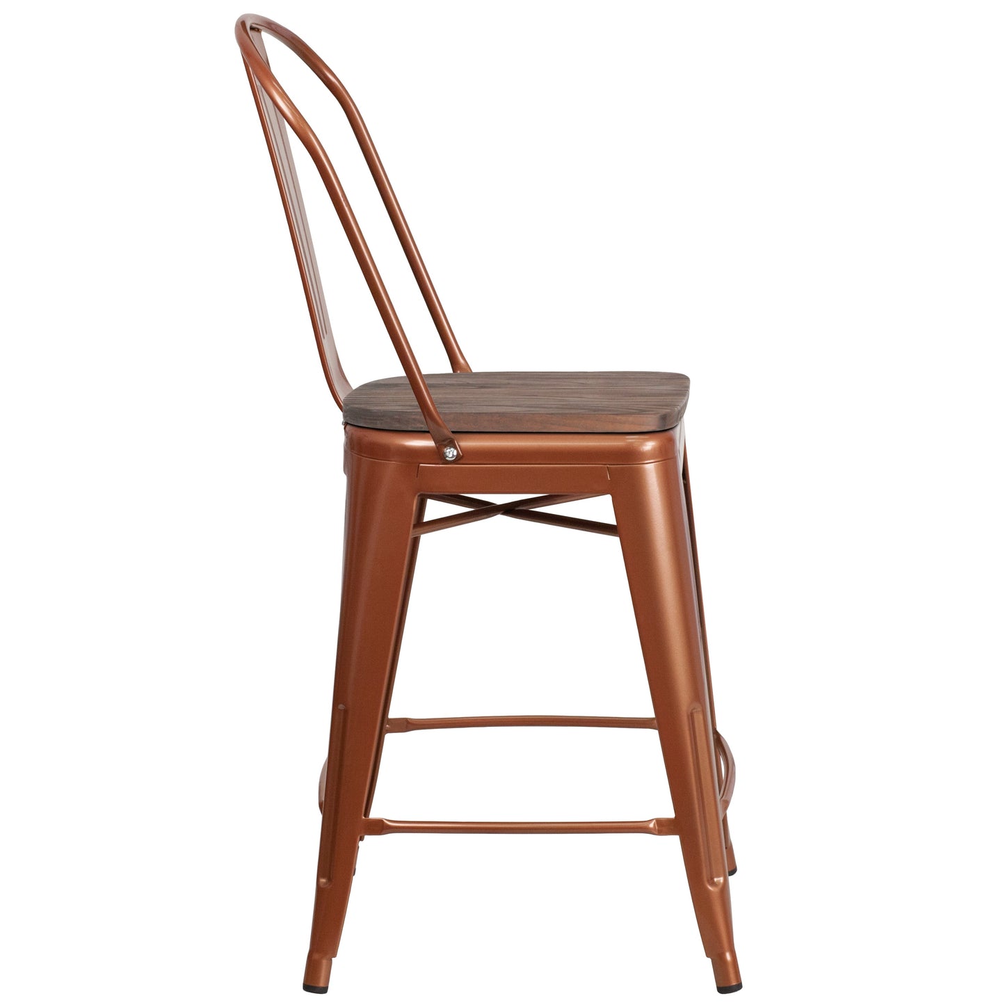 24" Copper Metal Counter Stool ET-3534-24-POC-WD-GG