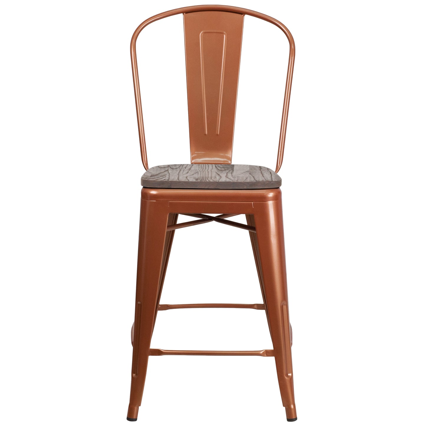 24" Copper Metal Counter Stool ET-3534-24-POC-WD-GG