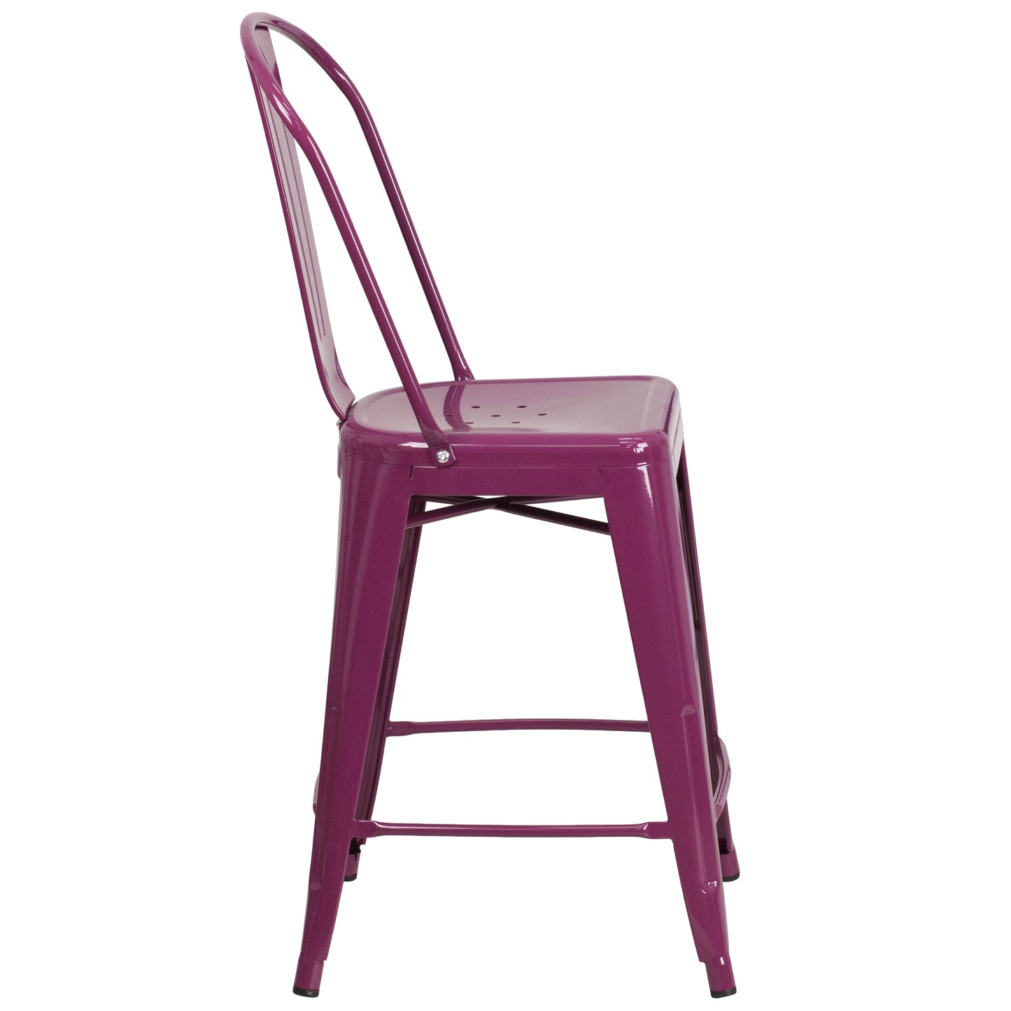 24" Purp Metal Outdoor Stool ET-3534-24-PUR-GG