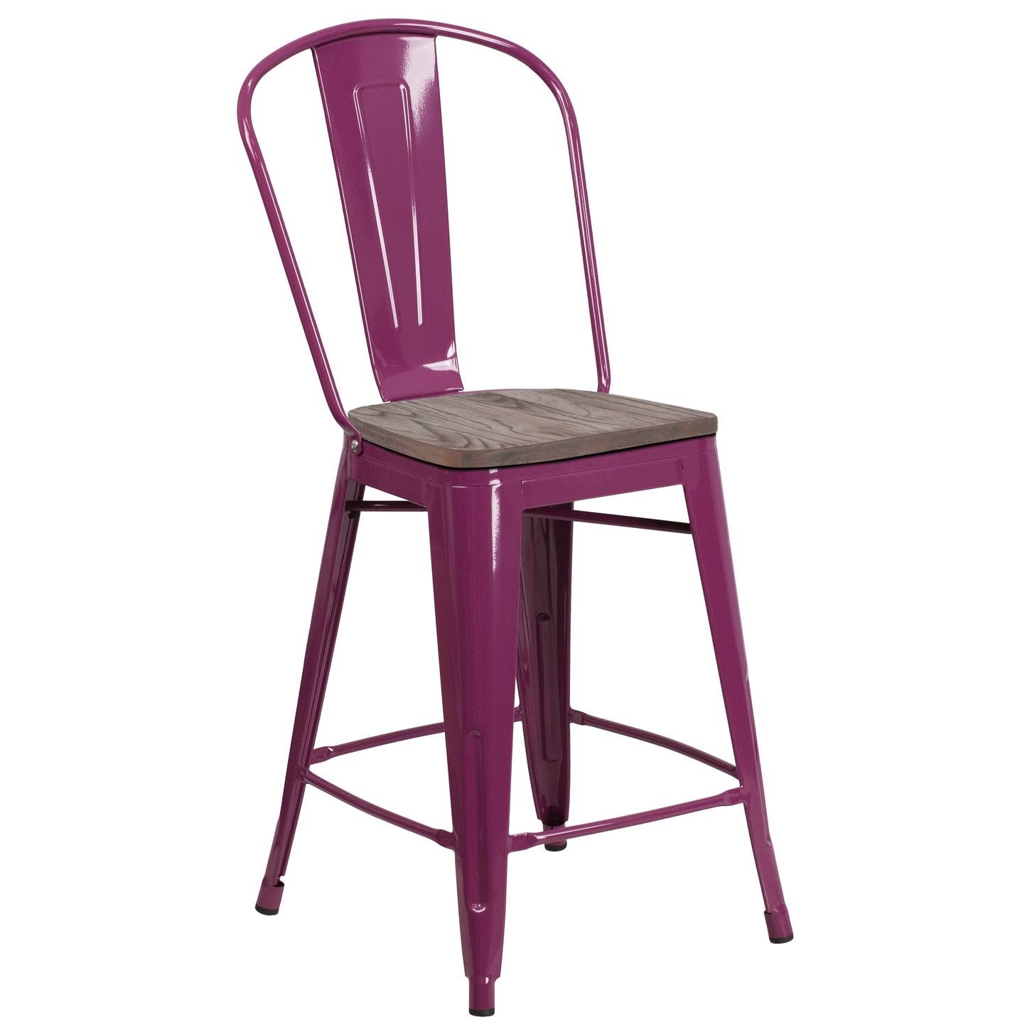 24" Purple Metal Counter Stool ET-3534-24-PUR-WD-GG