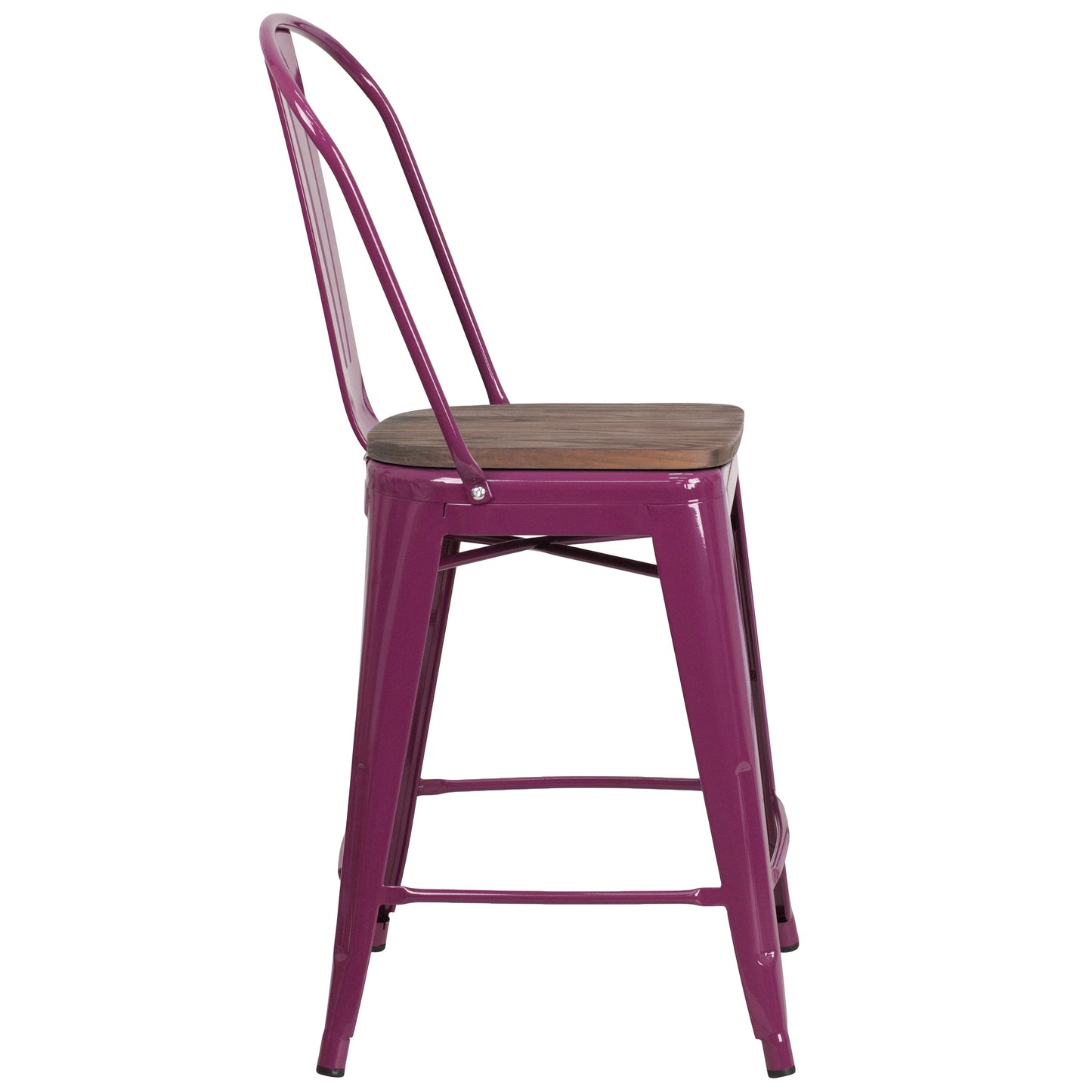 24" Purple Metal Counter Stool ET-3534-24-PUR-WD-GG