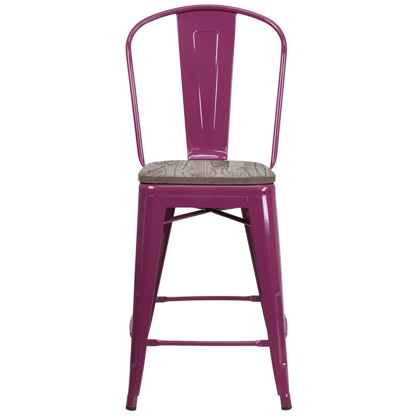 24" Purple Metal Counter Stool ET-3534-24-PUR-WD-GG