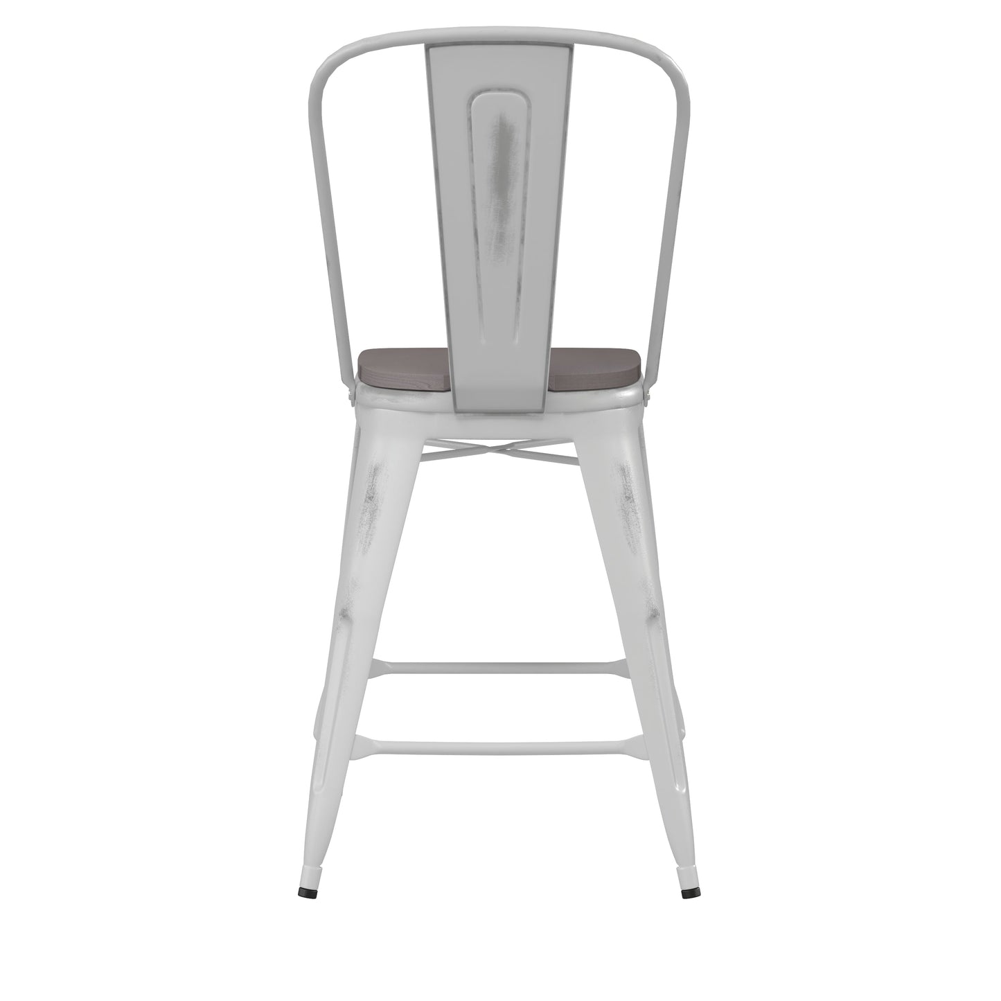 White Metal Stool-Gray Seat ET-3534-24-WH-PL1G-GG