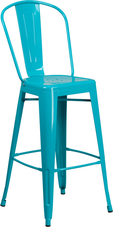 30" Teal Metal Outdoor Stool ET-3534-30-CB-GG