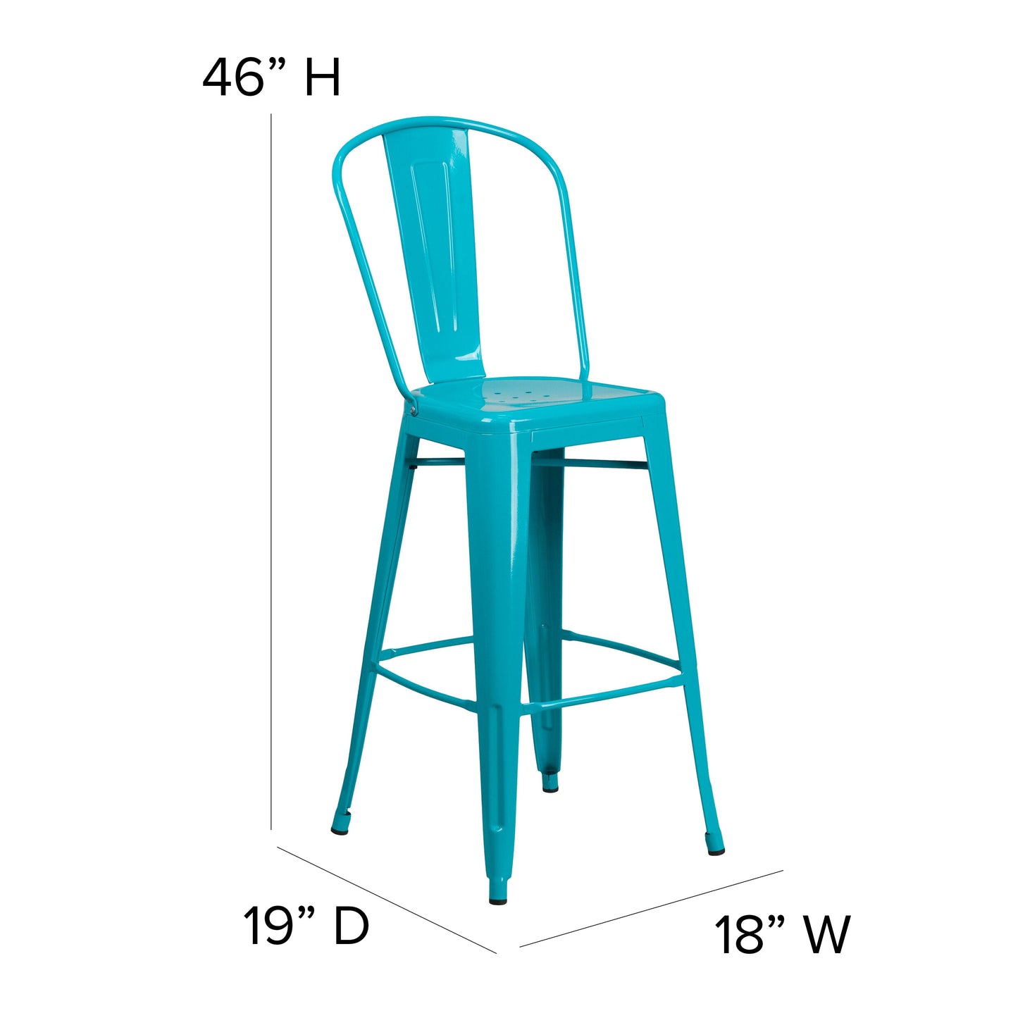 30" Teal Metal Outdoor Stool ET-3534-30-CB-GG