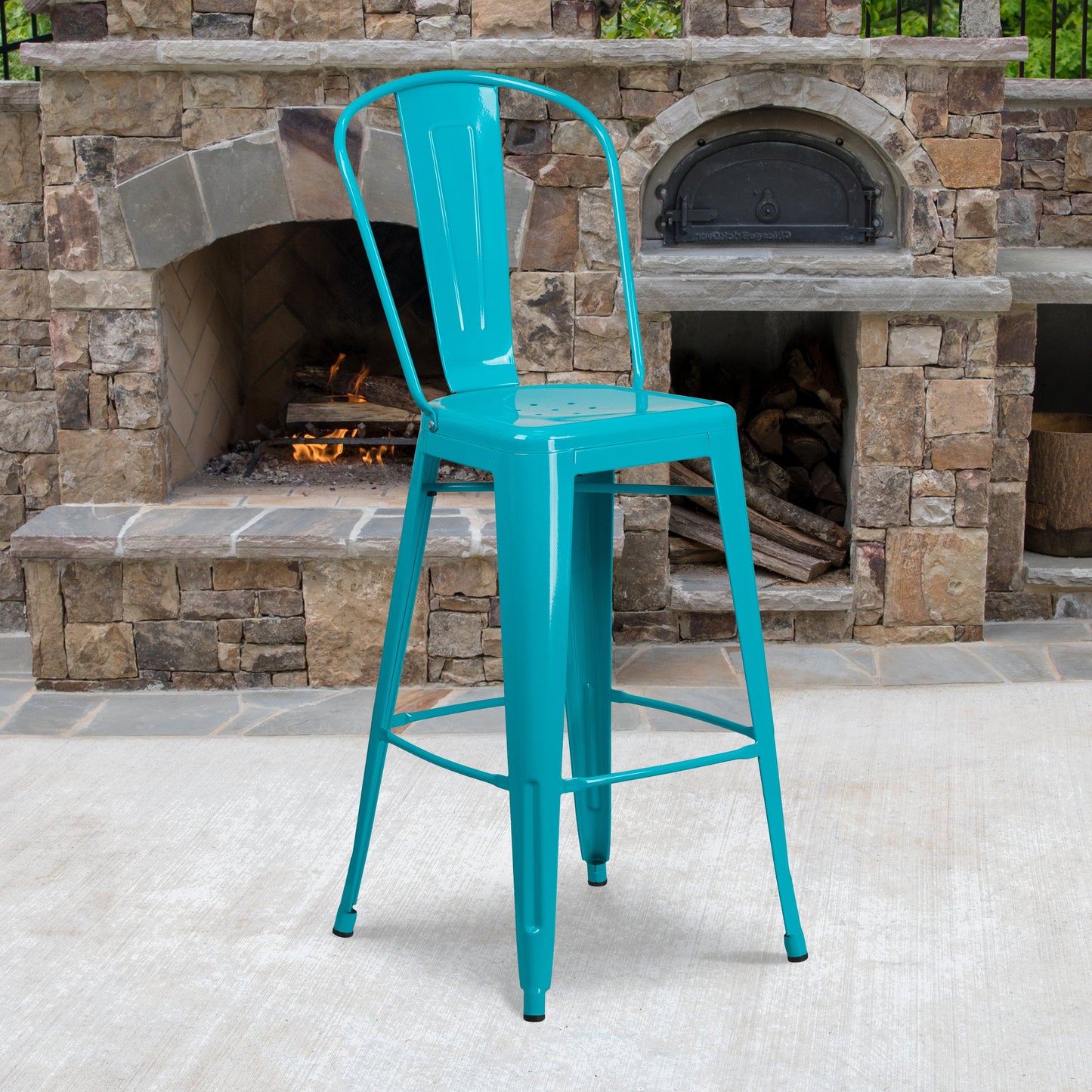 30" Teal Metal Outdoor Stool ET-3534-30-CB-GG