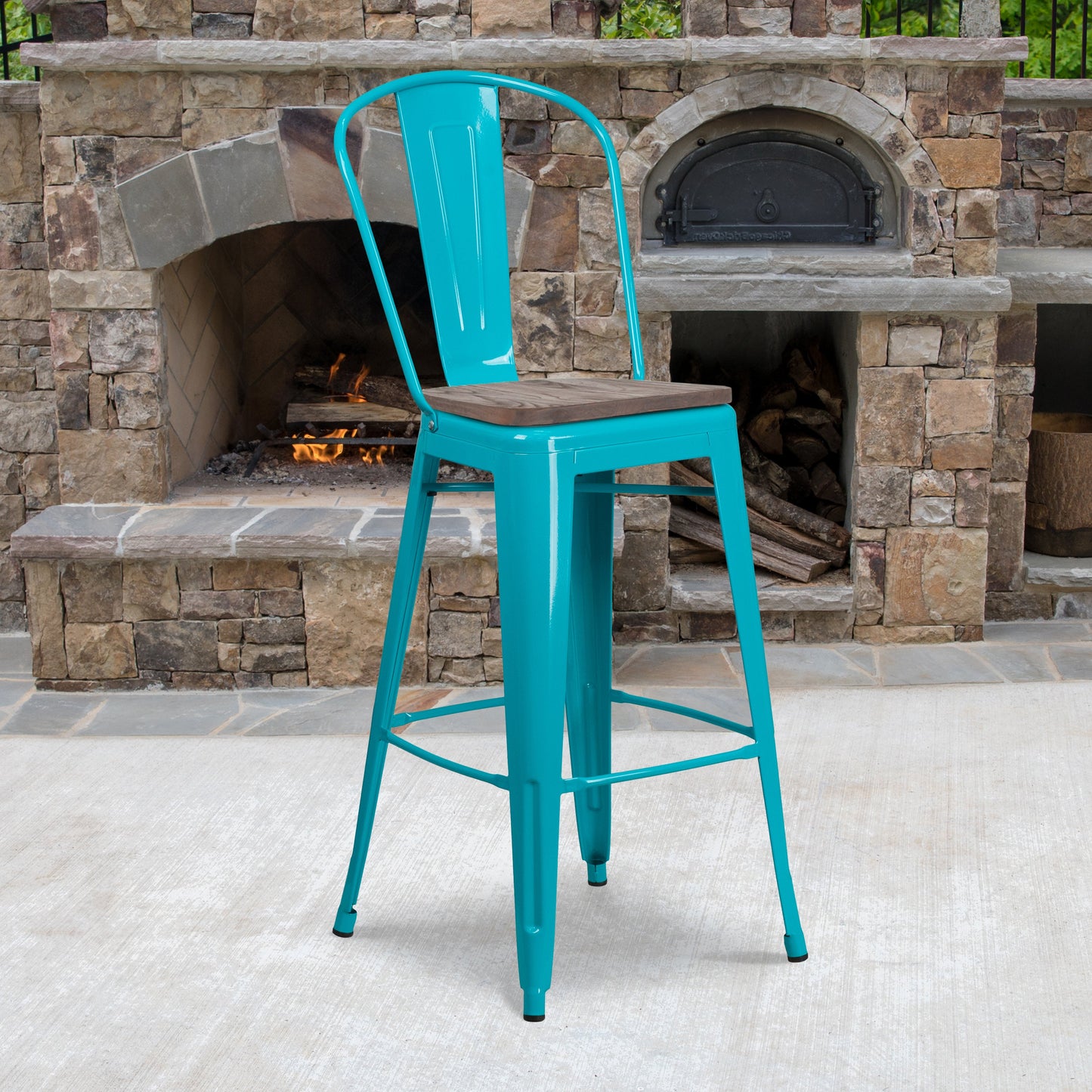 30" Teal Metal Barstool ET-3534-30-CB-WD-GG