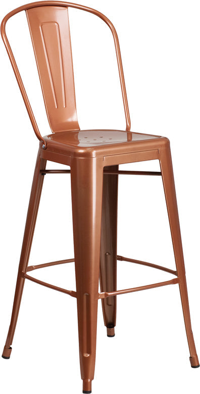 30" Copper Metal Outdoor Stool ET-3534-30-POC-GG