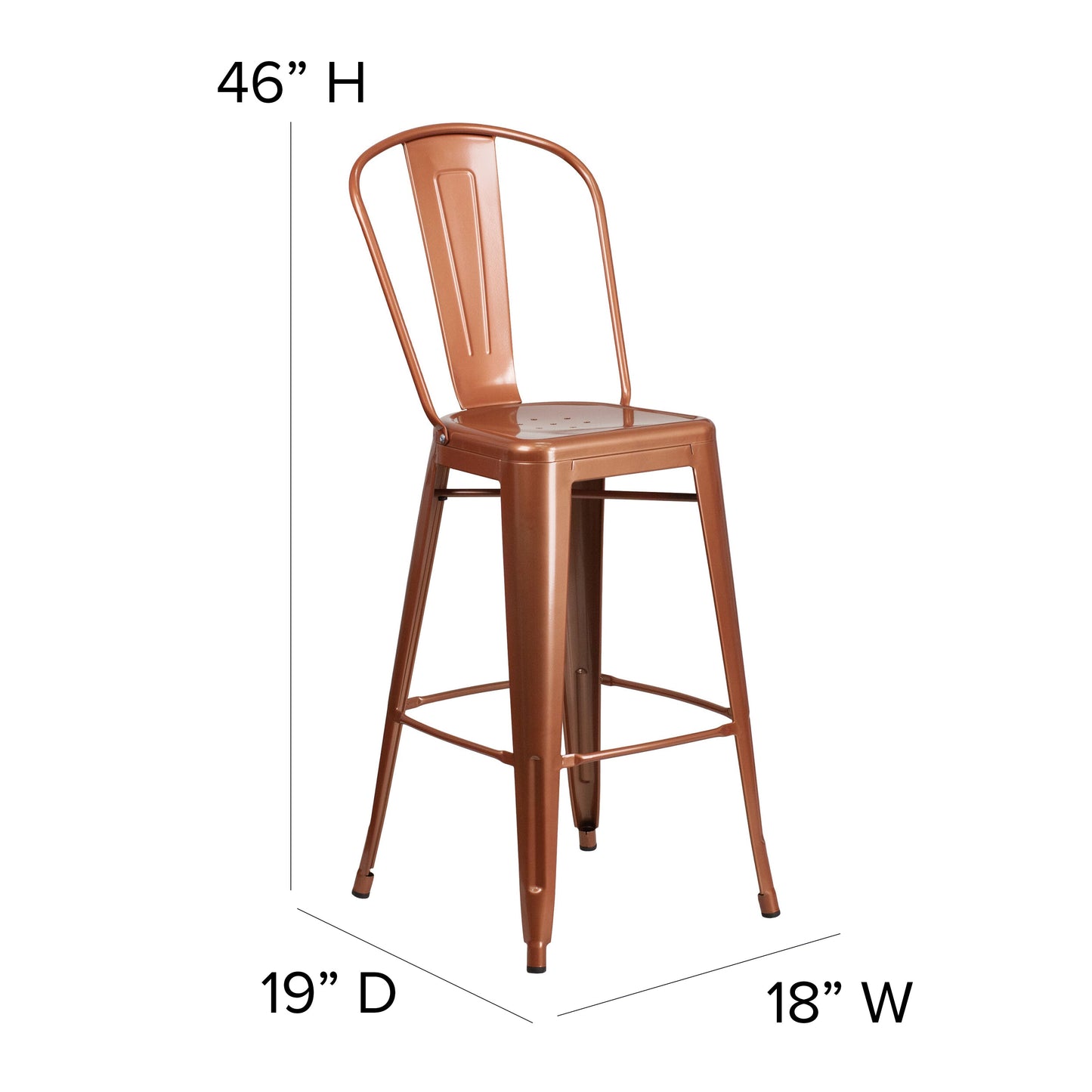 30" Copper Metal Outdoor Stool ET-3534-30-POC-GG