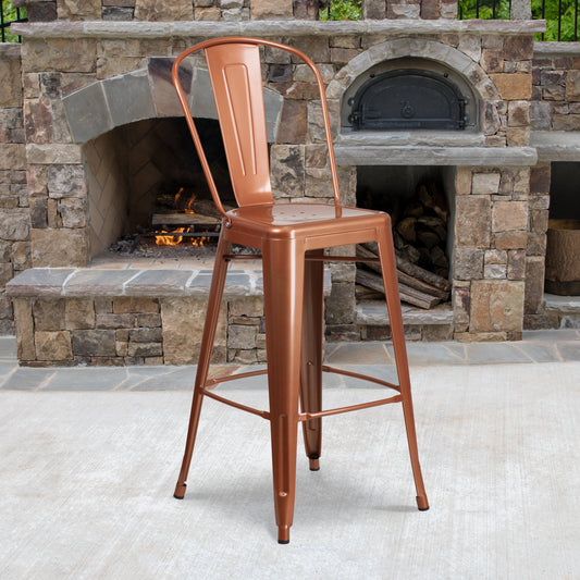 30" Copper Metal Outdoor Stool ET-3534-30-POC-GG