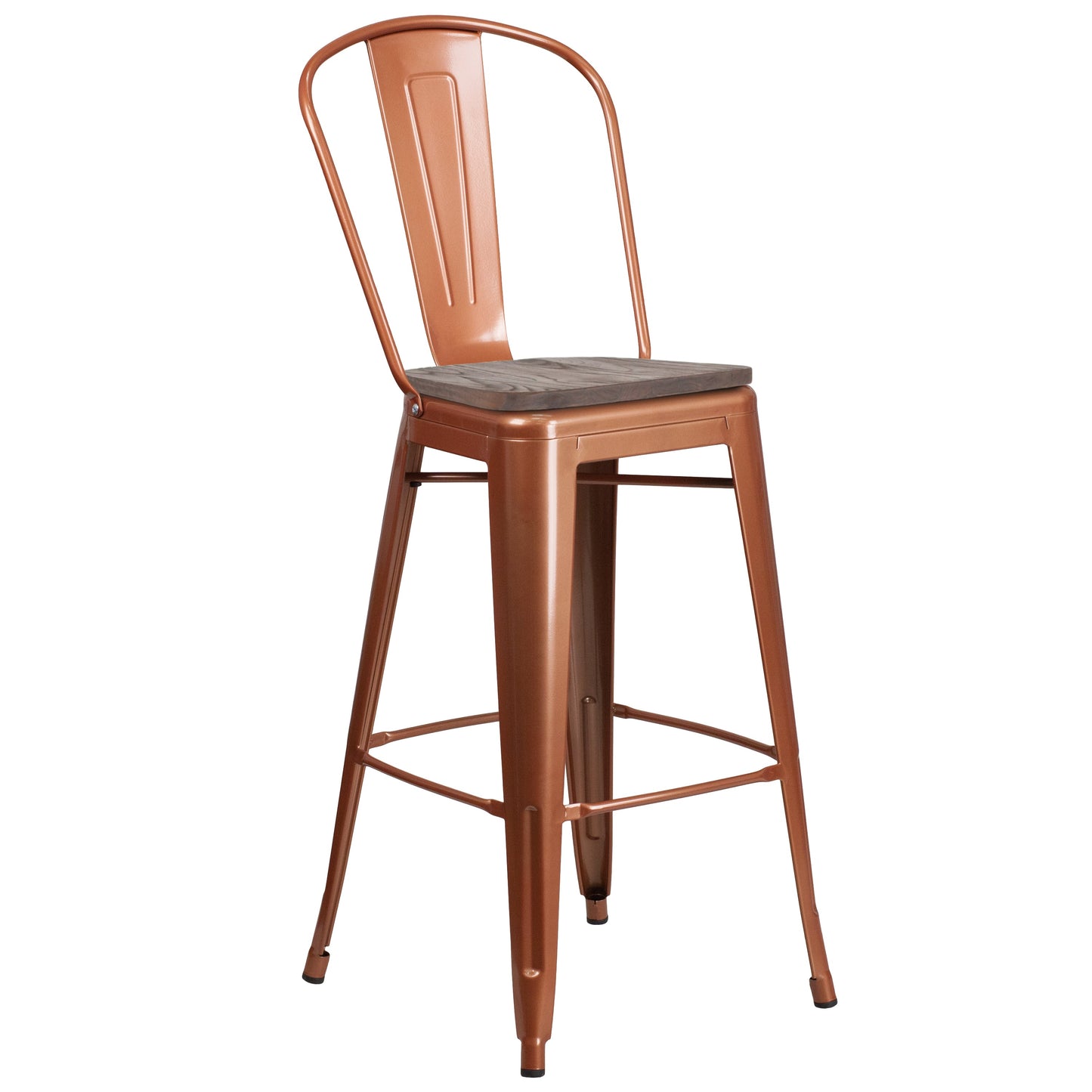 30" Copper Metal Bar Stool ET-3534-30-POC-WD-GG