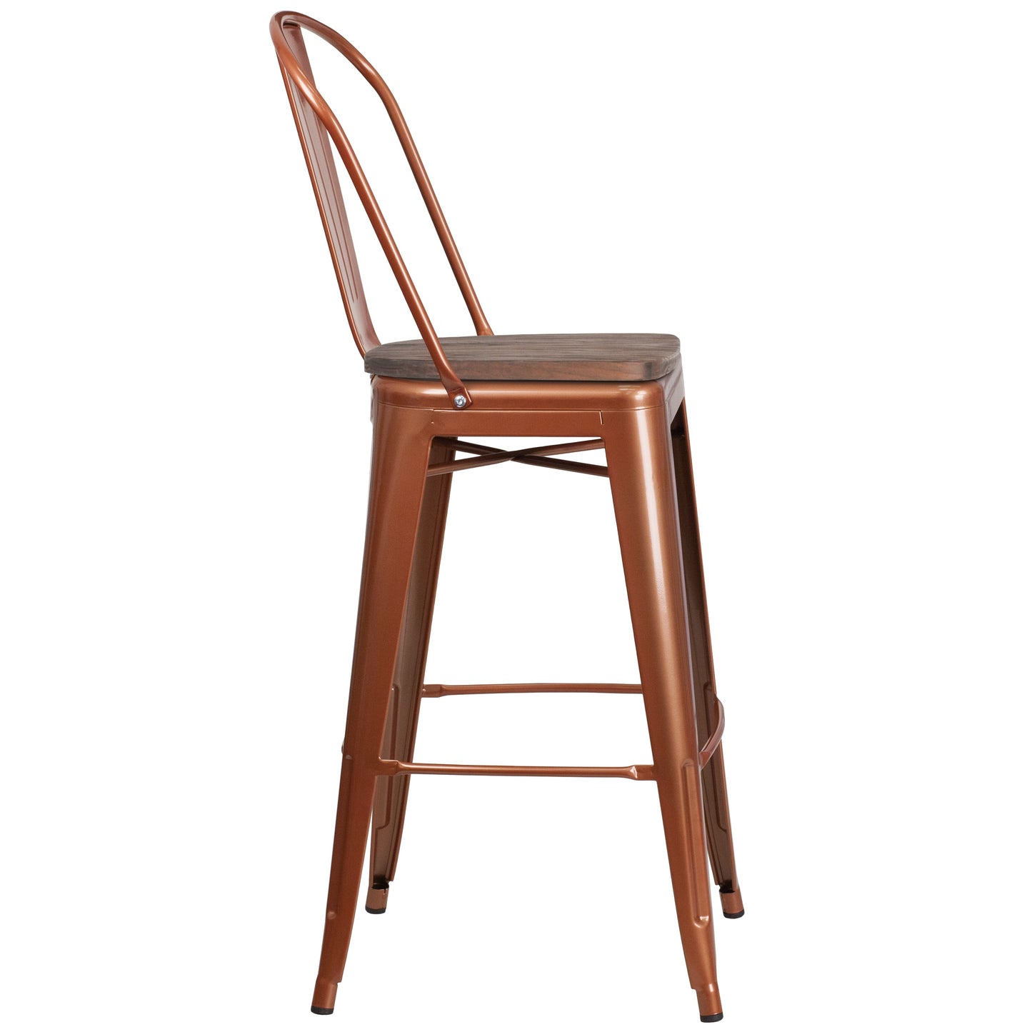 30" Copper Metal Bar Stool ET-3534-30-POC-WD-GG