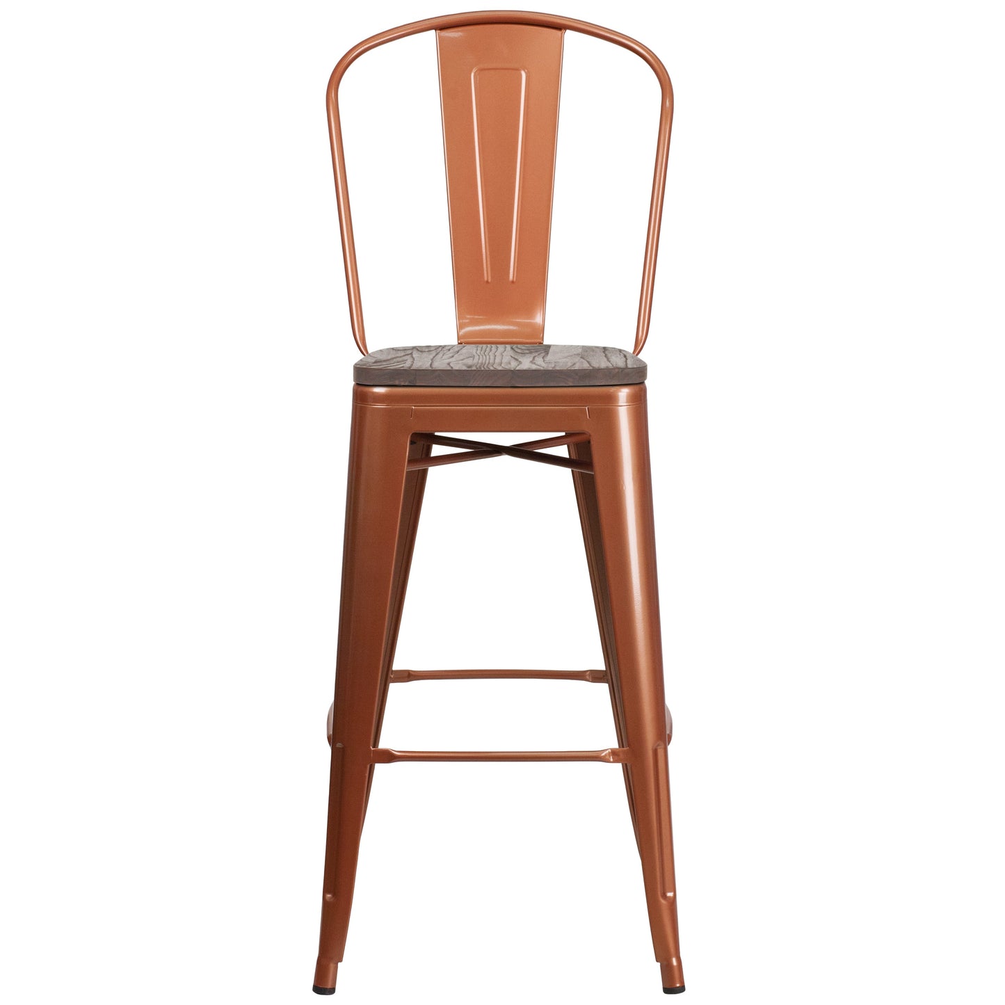 30" Copper Metal Bar Stool ET-3534-30-POC-WD-GG