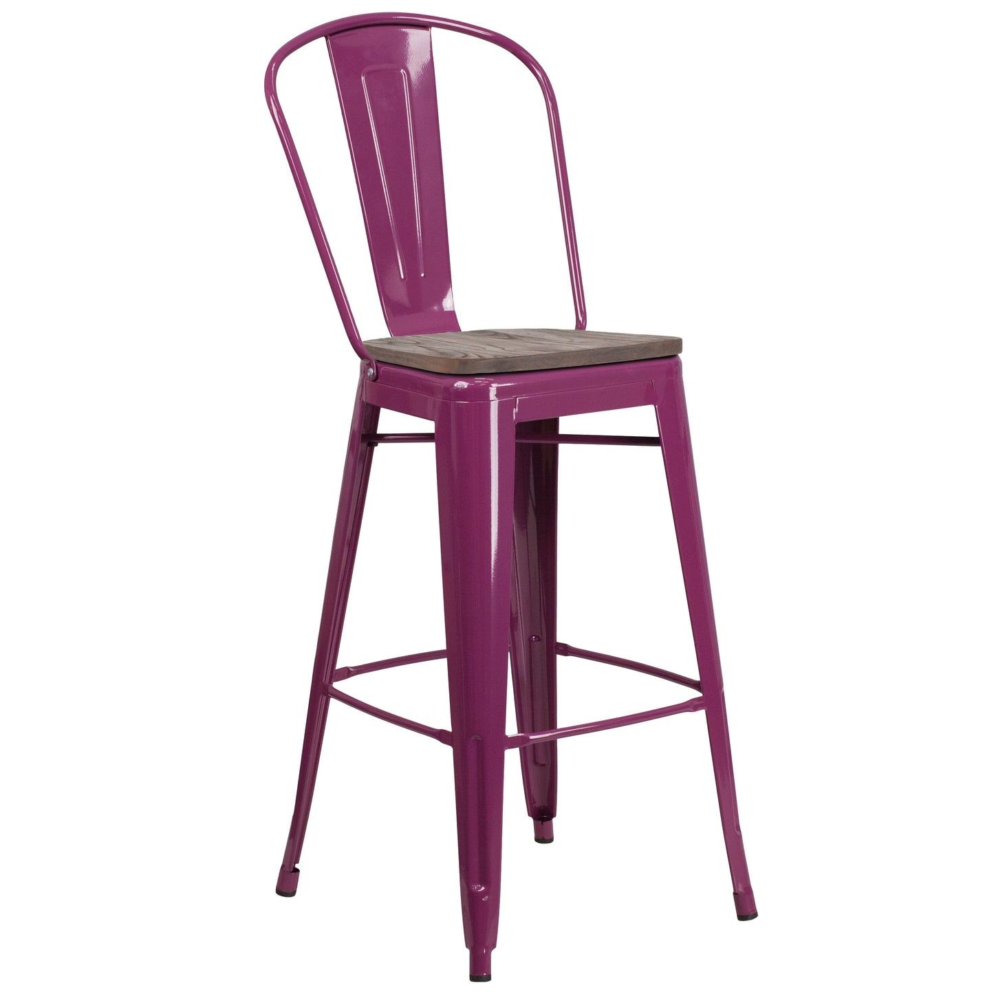 30" Purple Metal Bar Stool ET-3534-30-PUR-WD-GG