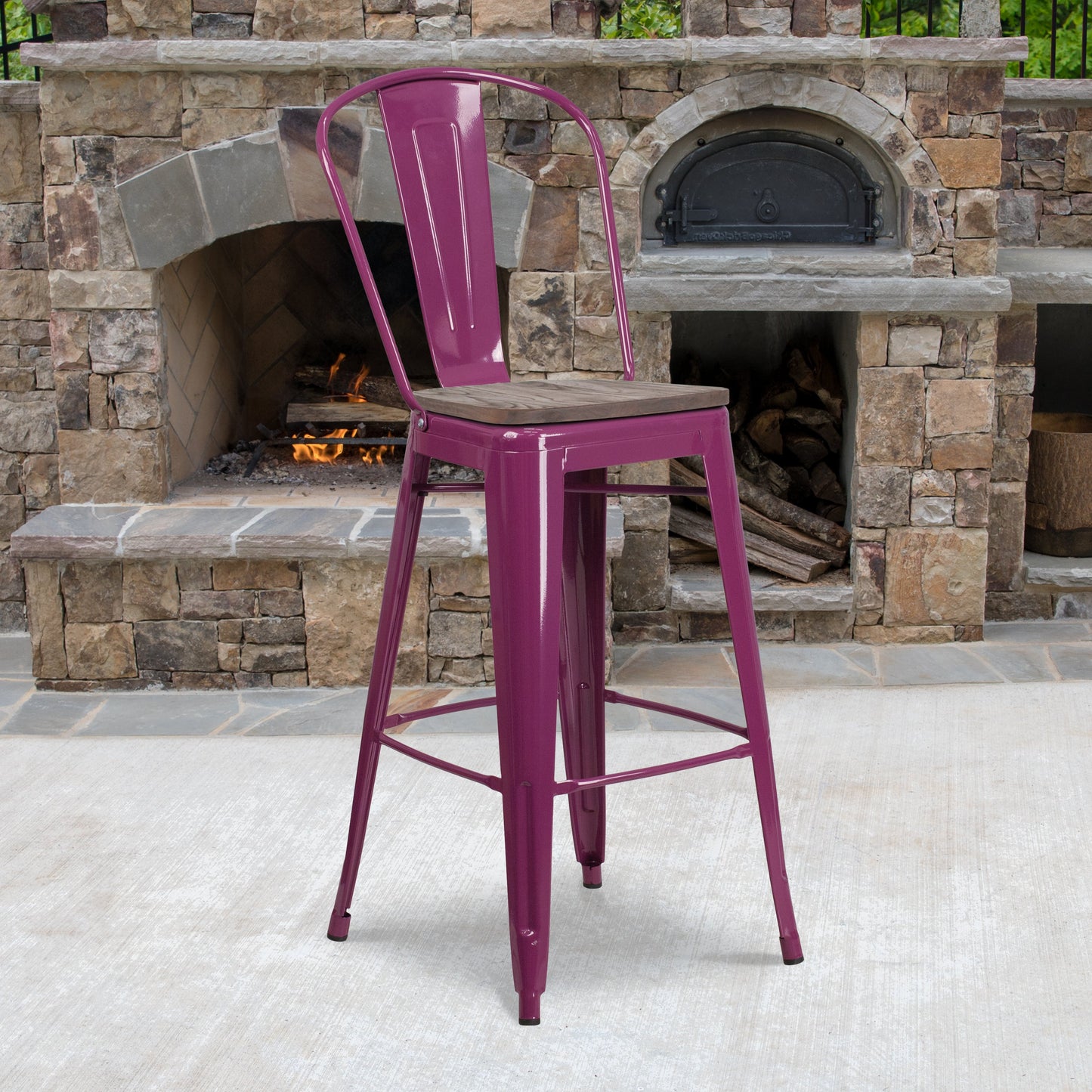 30" Purple Metal Bar Stool ET-3534-30-PUR-WD-GG