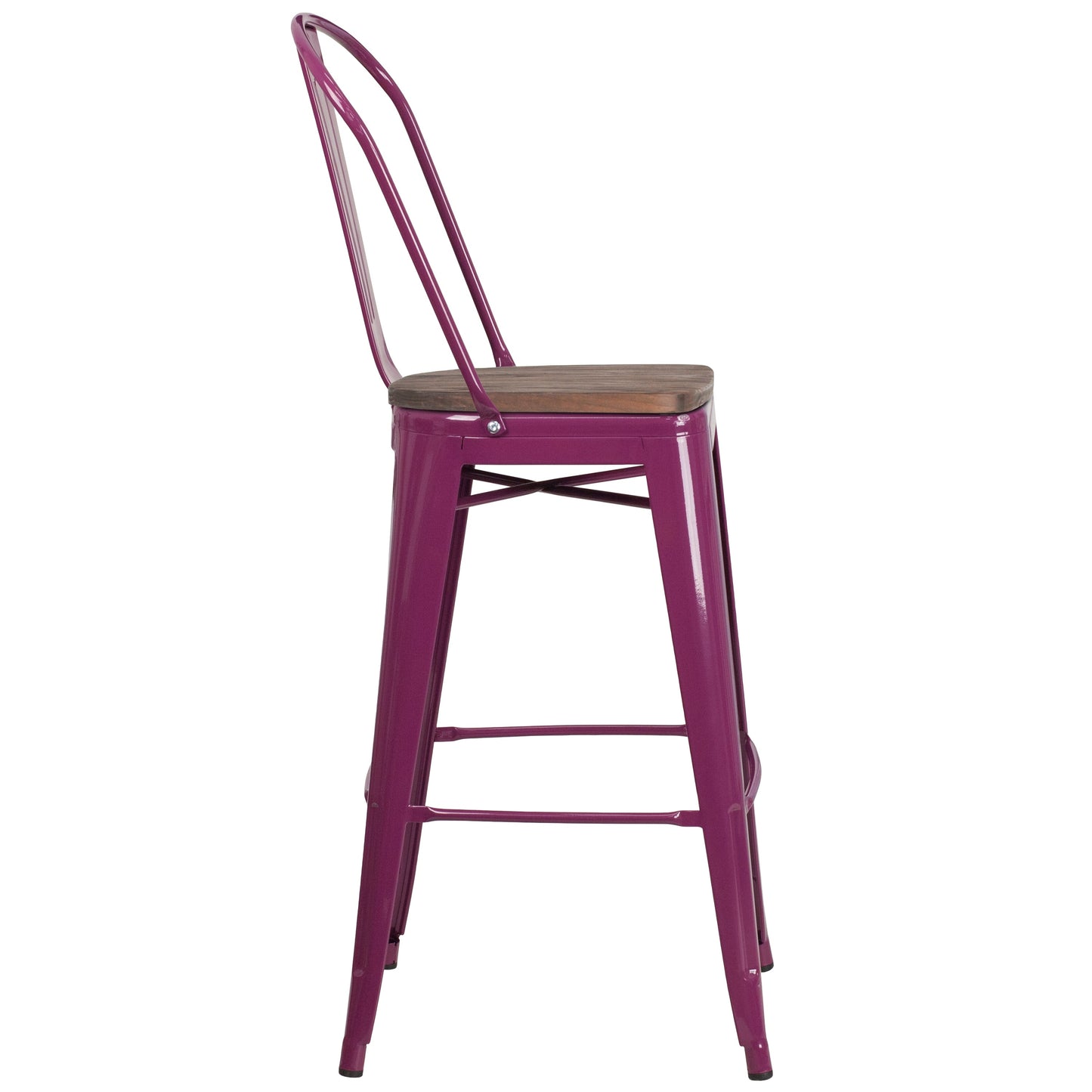 30" Purple Metal Bar Stool ET-3534-30-PUR-WD-GG