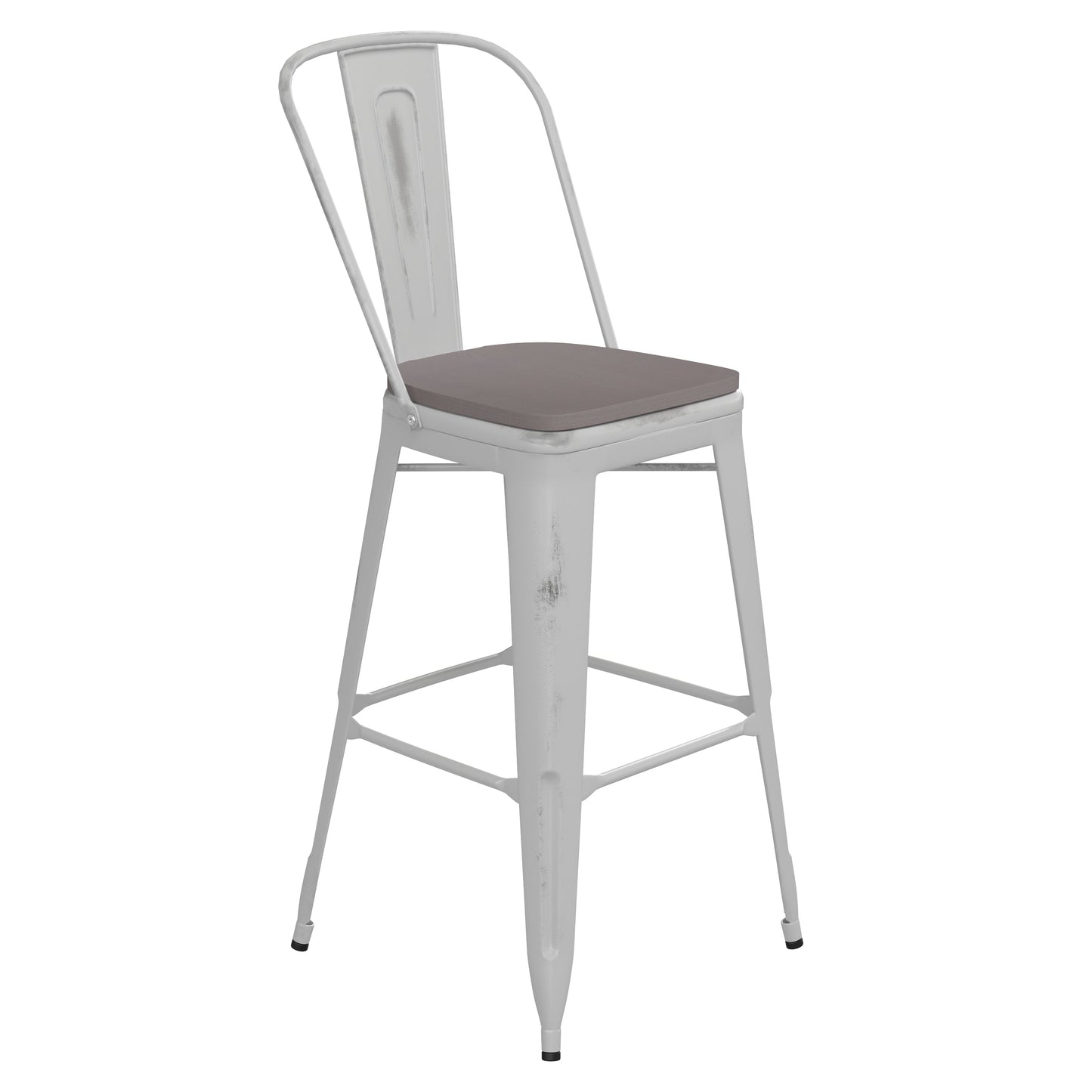 White Metal Stool-Gray Seat ET-3534-30-WH-PL1G-GG