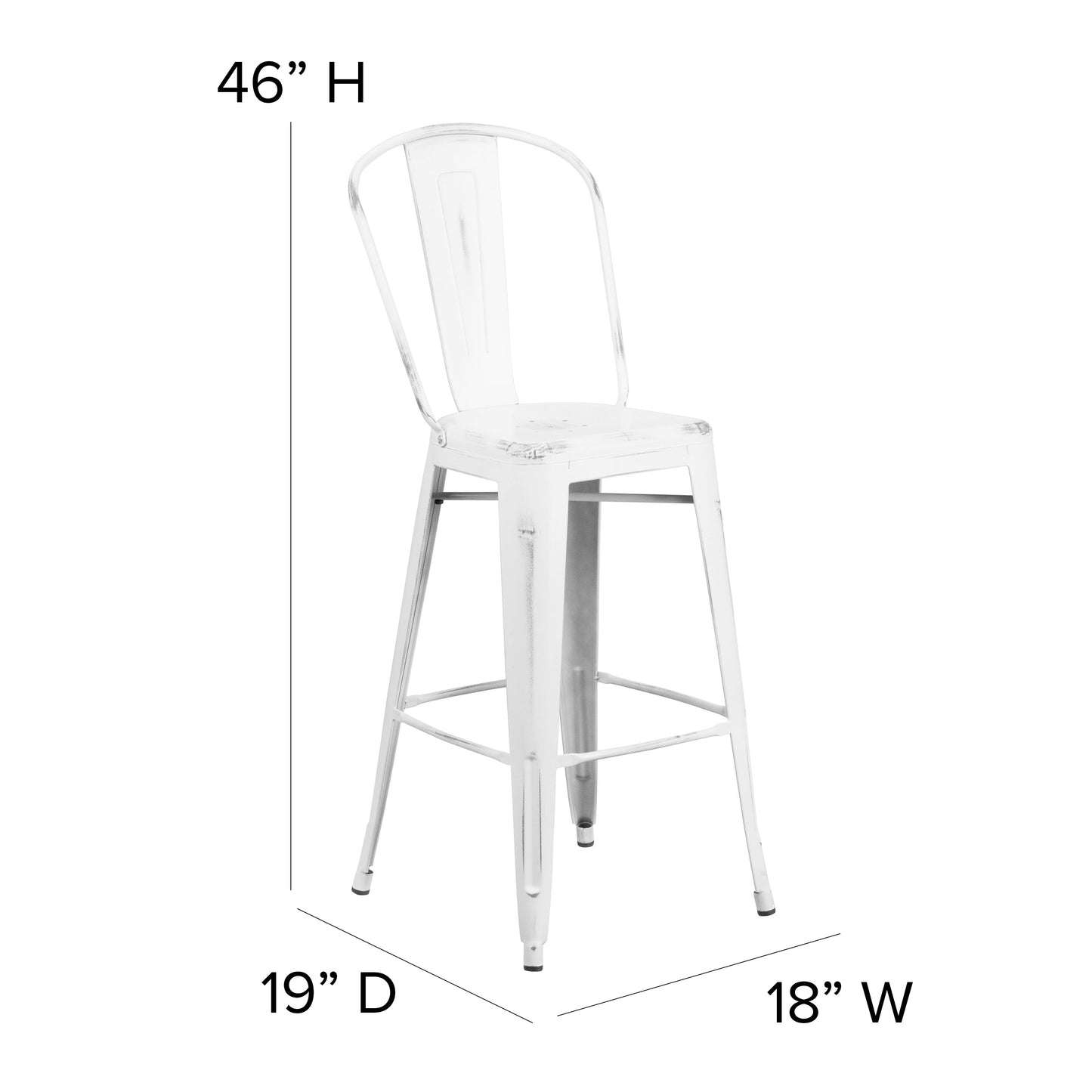 White Metal Stool-Gray Seat ET-3534-30-WH-PL1G-GG