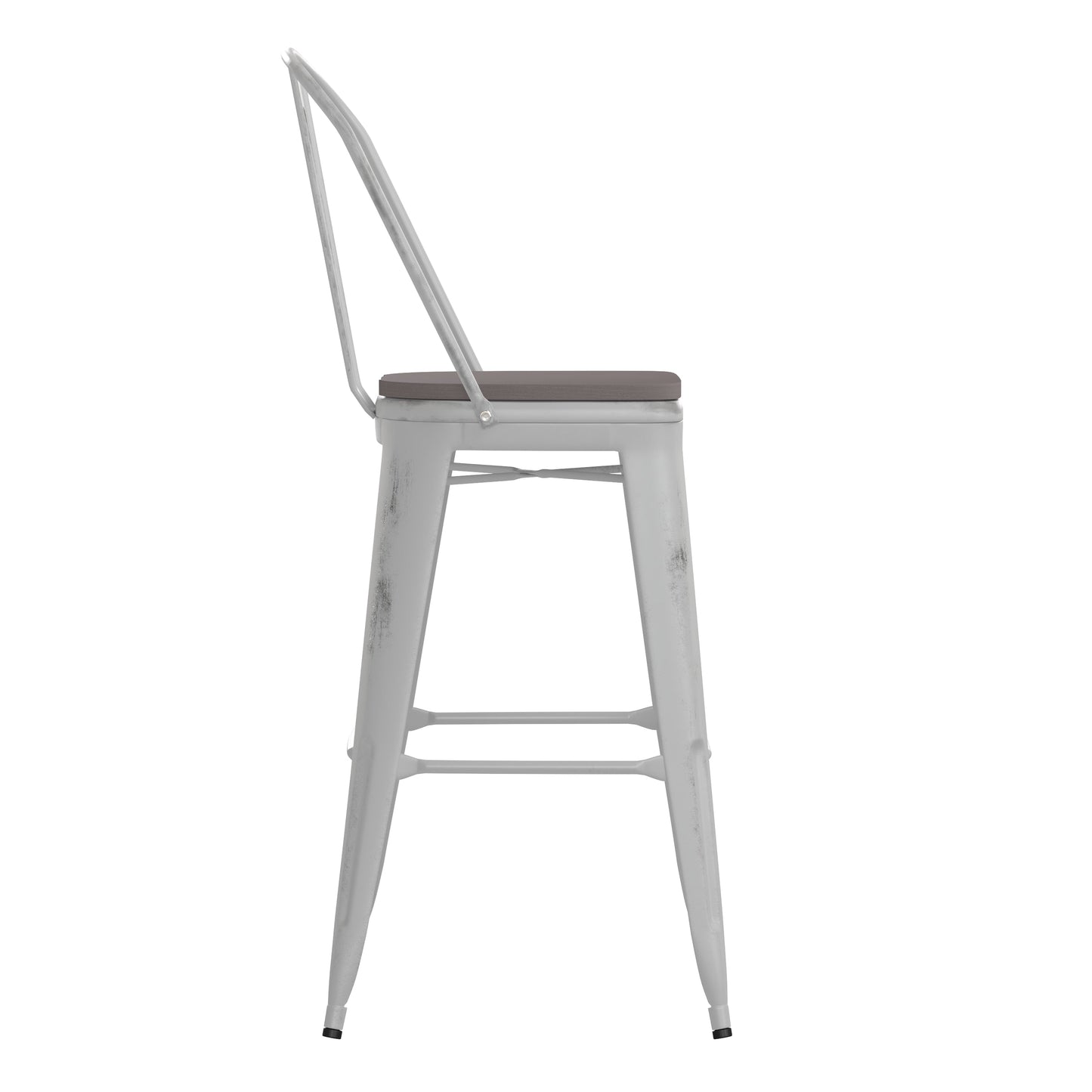 White Metal Stool-Gray Seat ET-3534-30-WH-PL1G-GG